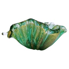 Archimede Seguso Verre Murano Bol sculptural en forme de feuille / Vide-Poche