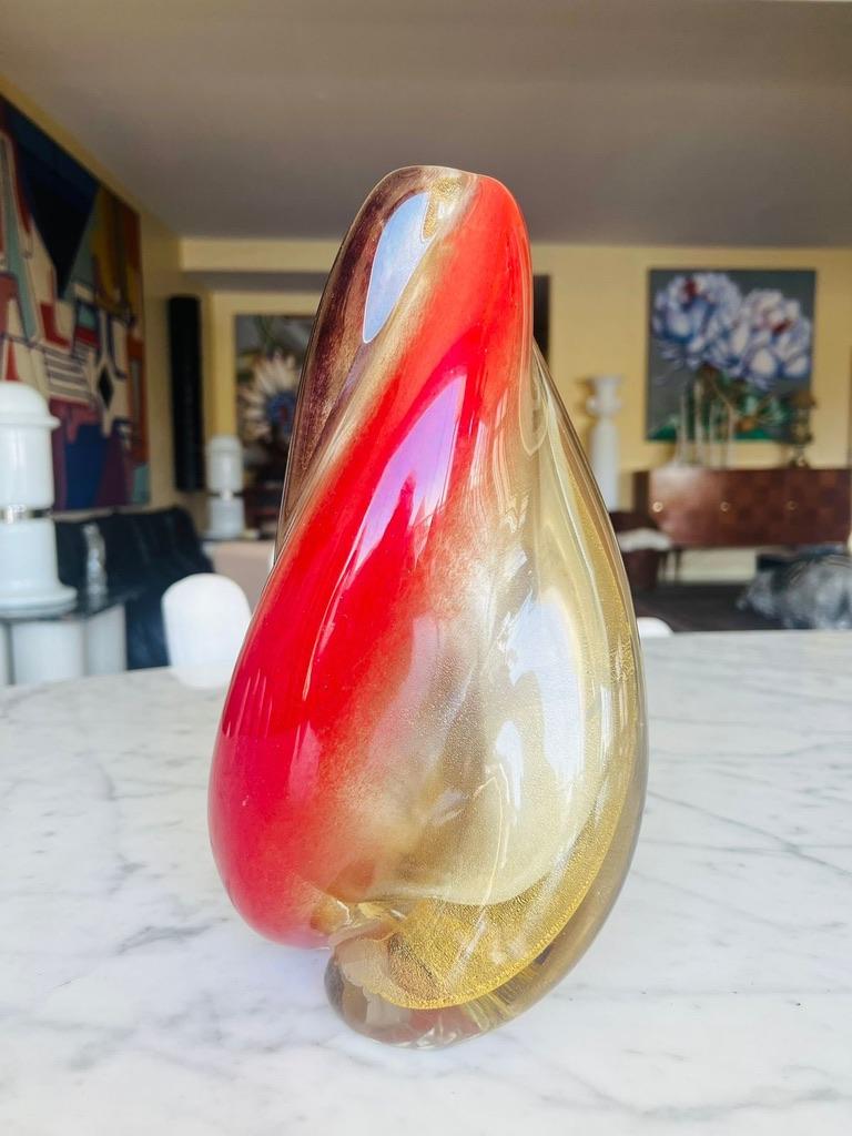 Archimede Seguso Murano « sfumato oro retorto » (sfumato oro retorto)  Vase tricolore de 1950. Bon état - En vente à Rio De Janeiro, RJ