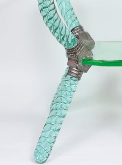 Archimede Seguso, Murano Glass, Tourmaline Green, Side Table, circa 1950