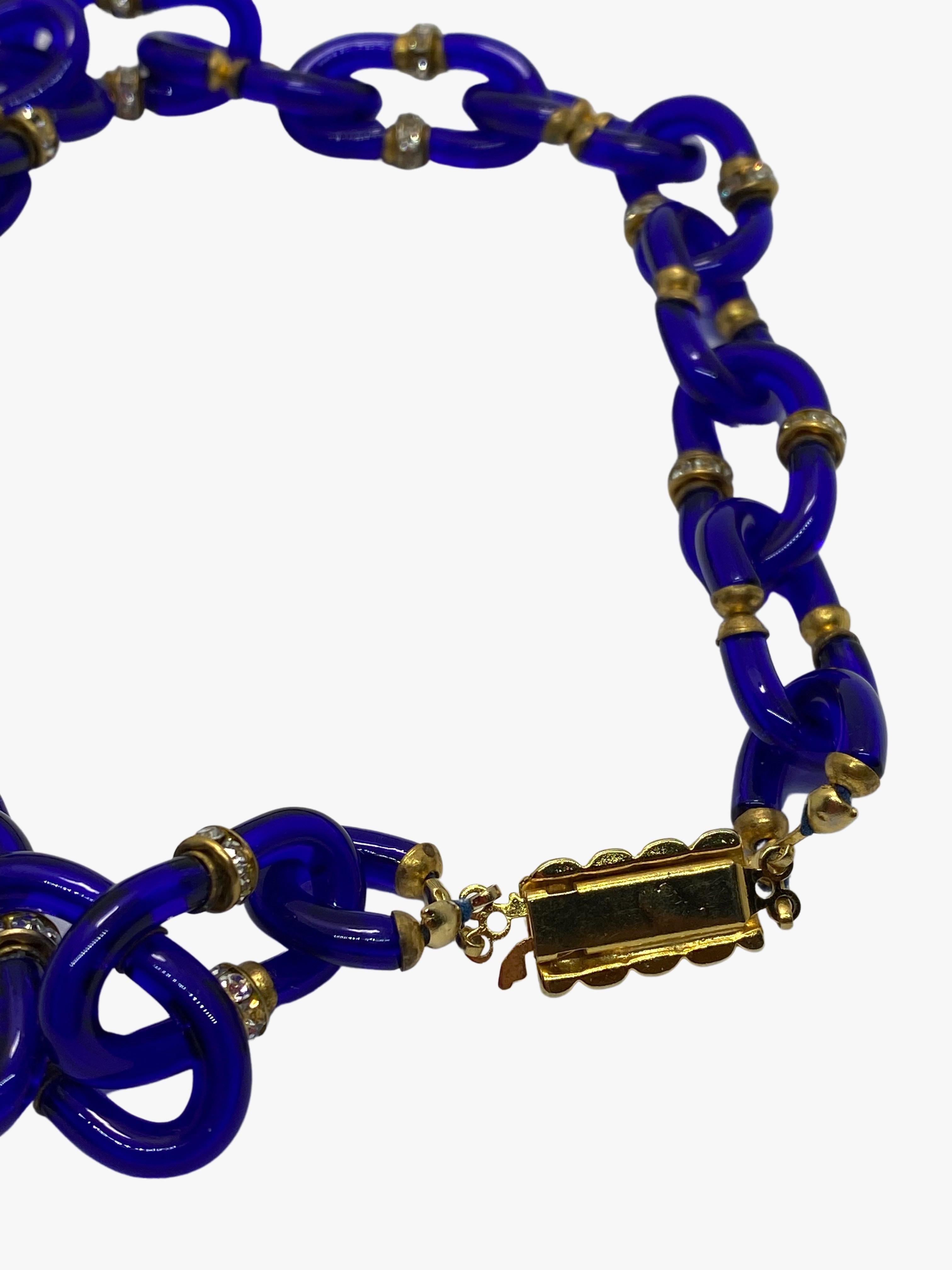 Art Deco Archimede Seguso for Chanel Murano Glass Vintage Blue Necklace, 1960s