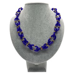 Archimede Seguso pour Chanel, collier bleu vintage en verre de Murano, années 1960