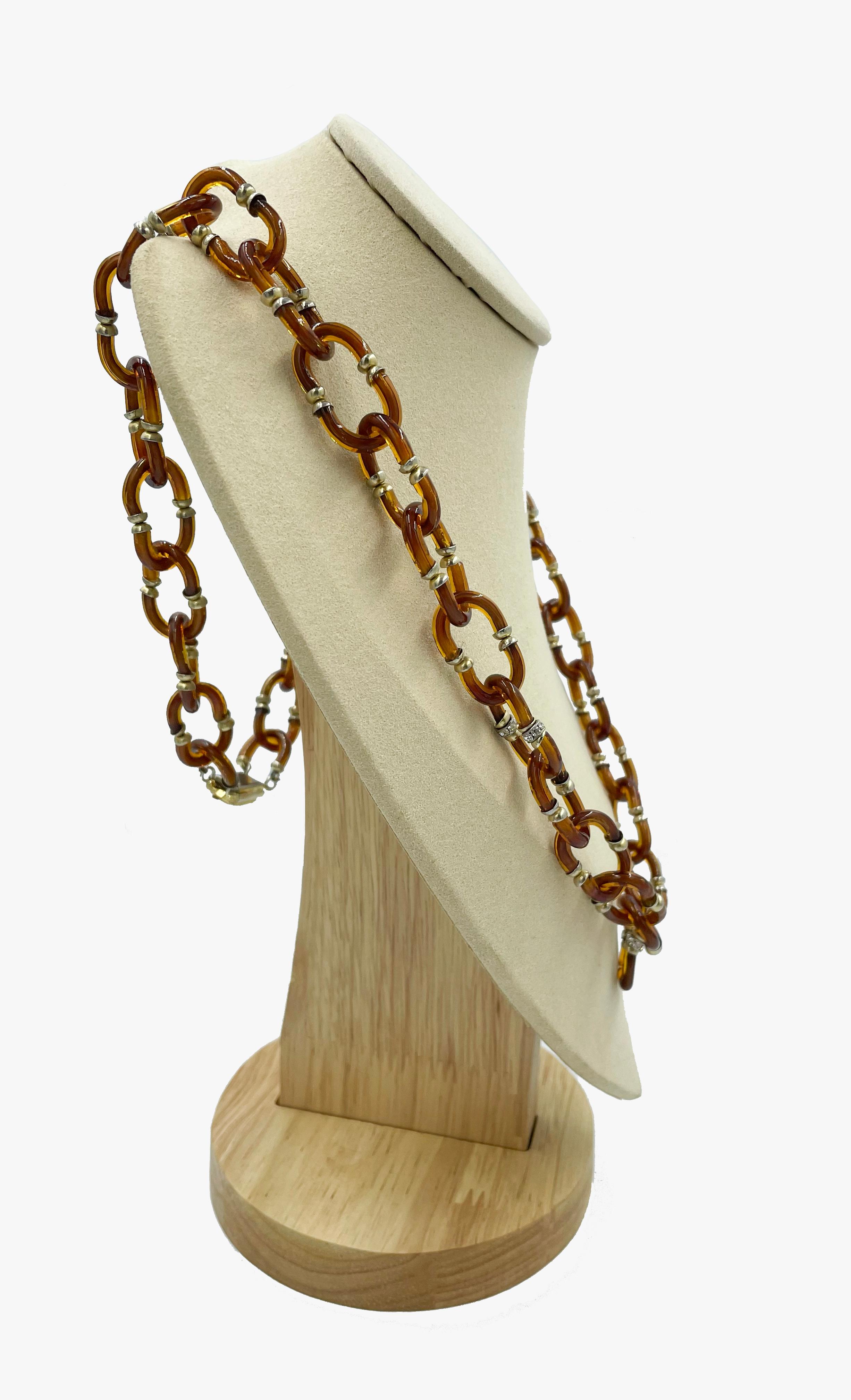 Art Deco Archimede Seguso Murano Glass Vintage Brown Necklace, 1960s