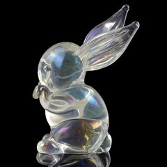 Archimede Seguso Murano Iridescent Italian Art Glass Bunny Rabbit Figurine