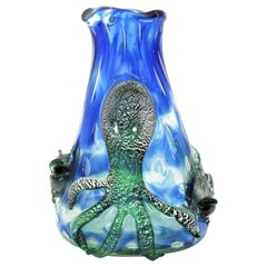 Archimede Seguso Murano Marine Life Glass Vase with Silver Flecks, 1950s
