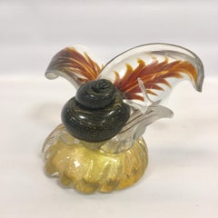 Archimede Seguso Murano Multicolor Glass with Gold Snail, circa 1950