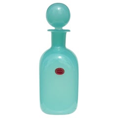 Archimede Seguso Murano Opal Alabastro Teal Blue Italian Art Glass Vanity Bottle