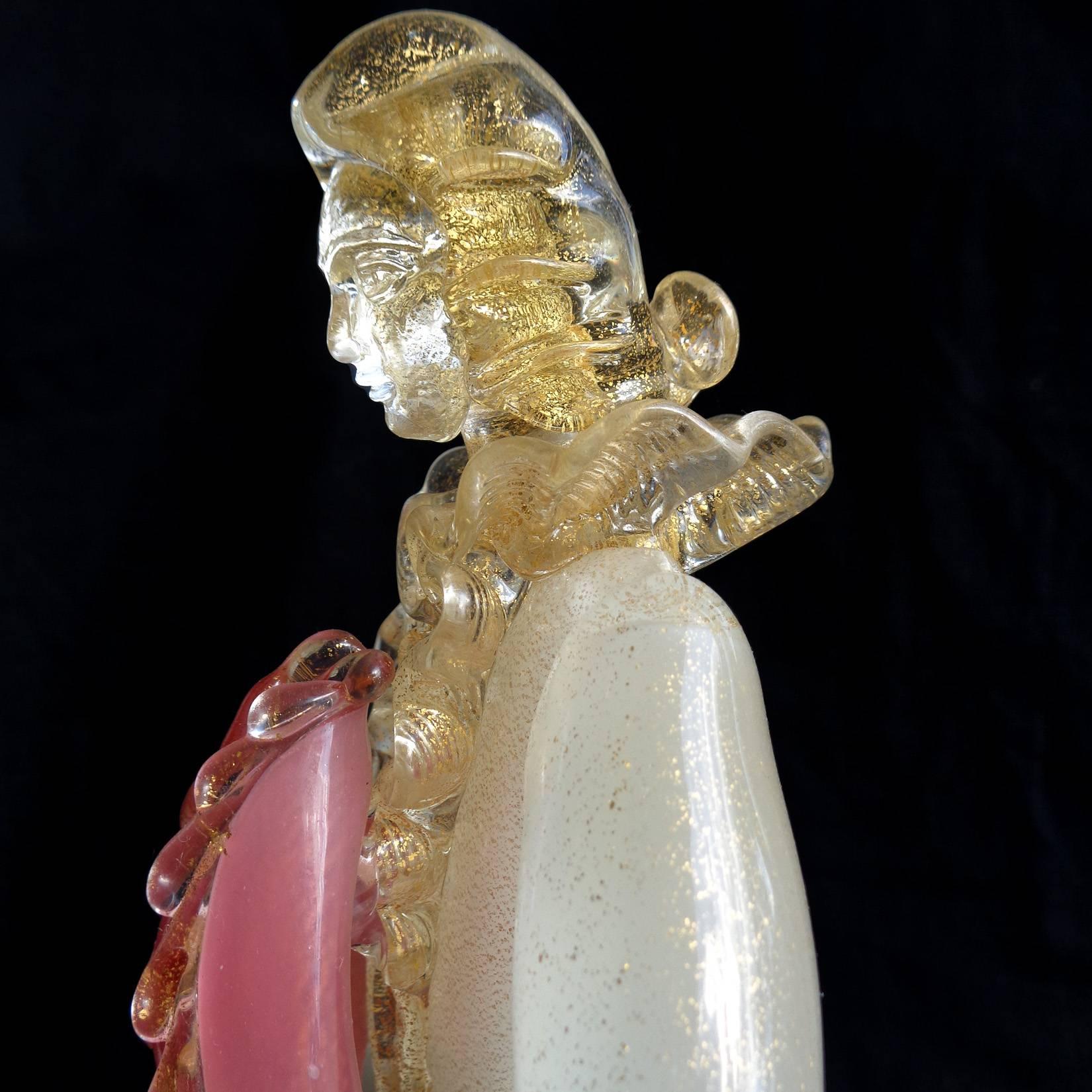 Hand-Crafted Seguso Murano Opal Gold Flecks Italian Art Glass Victorian Gentleman Sculpture