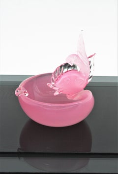 Archimede Seguso - Ciotola per pesce e posacenere in alabastro rosa opalino di Murano, Italia, anni '50