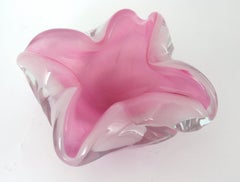 Archimede Seguso Murano Opal Pink Alabastro Sommerso Glass Flower Bowl, c. 1950