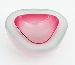 Archimede Seguso Murano Opal Pink Alabastro Triangle Geode Art Glass Bowl