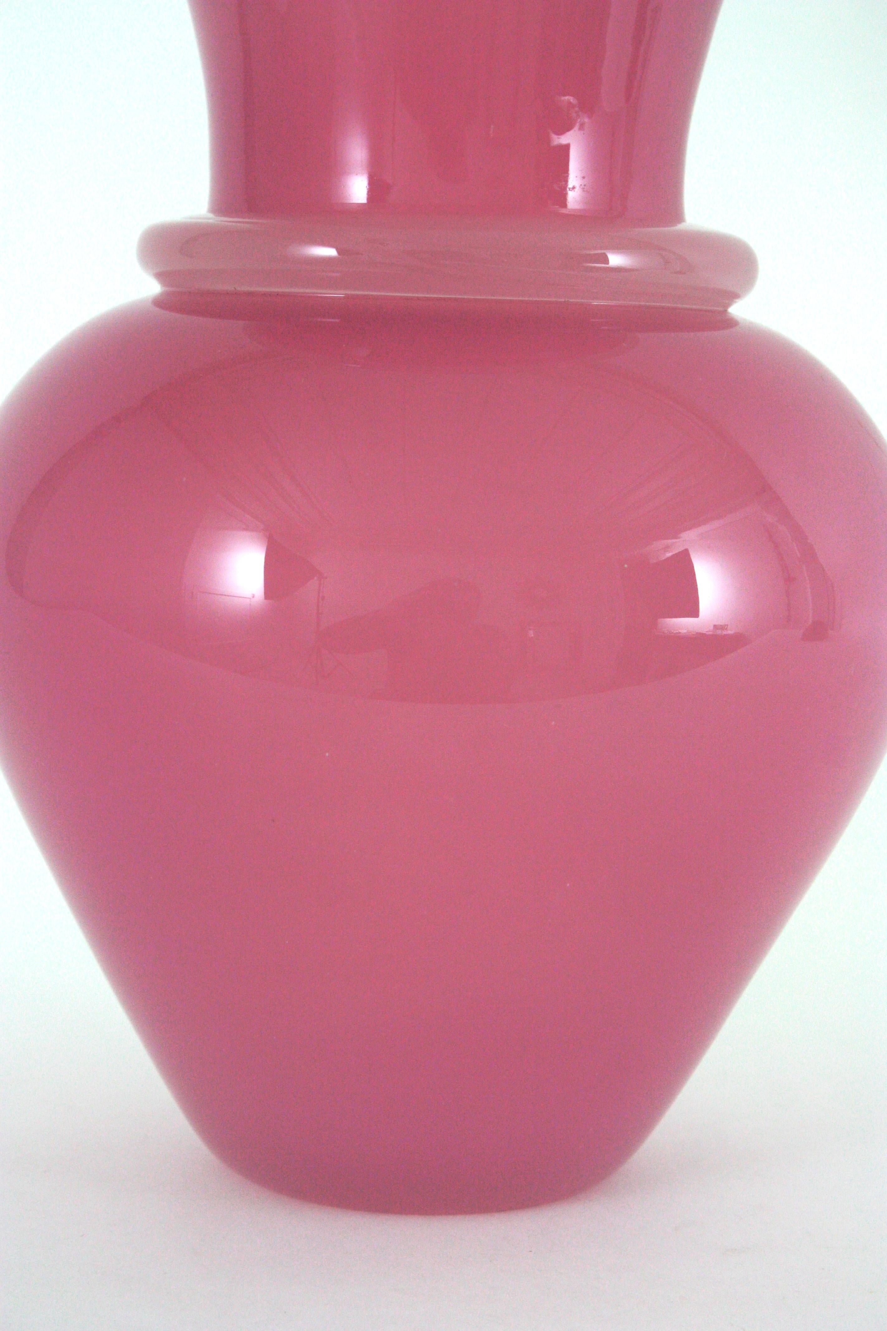Archimede Seguso Murano Opal Pink Alabastro XL Vase, 1950s 2