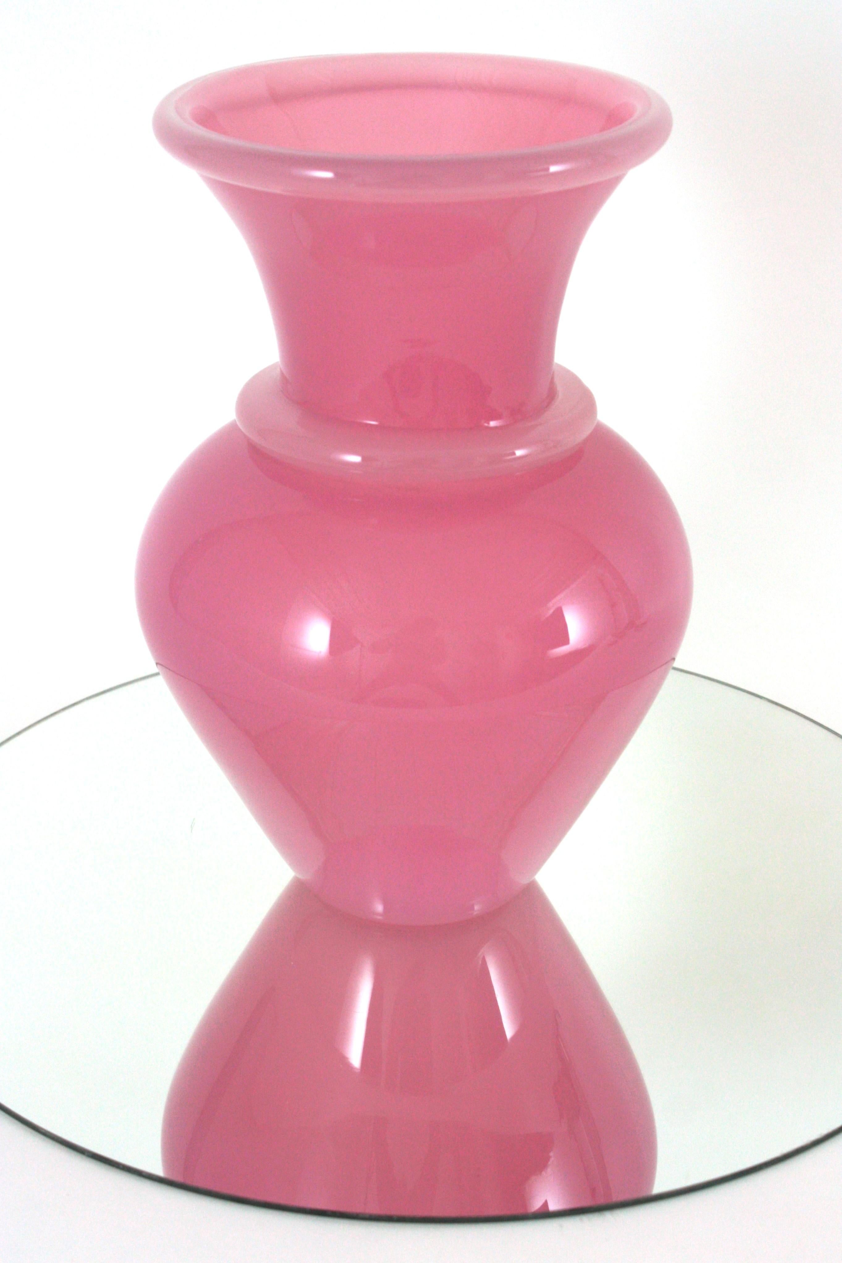 Archimede Seguso Murano Opal Pink Alabastro XL Vase, 1950s 3