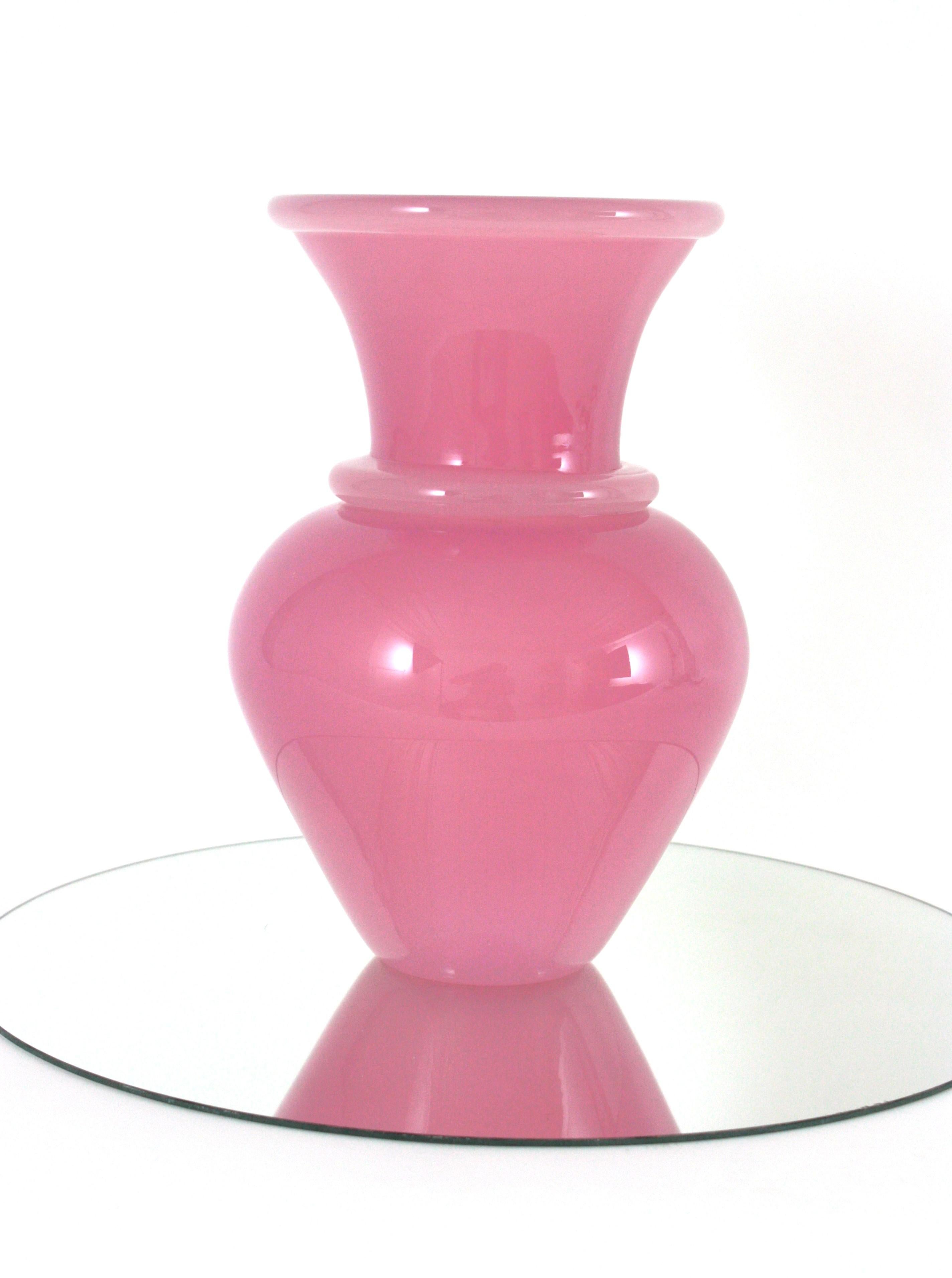Archimede Seguso Murano Opal Pink Alabastro XL Vase, 1950s 4