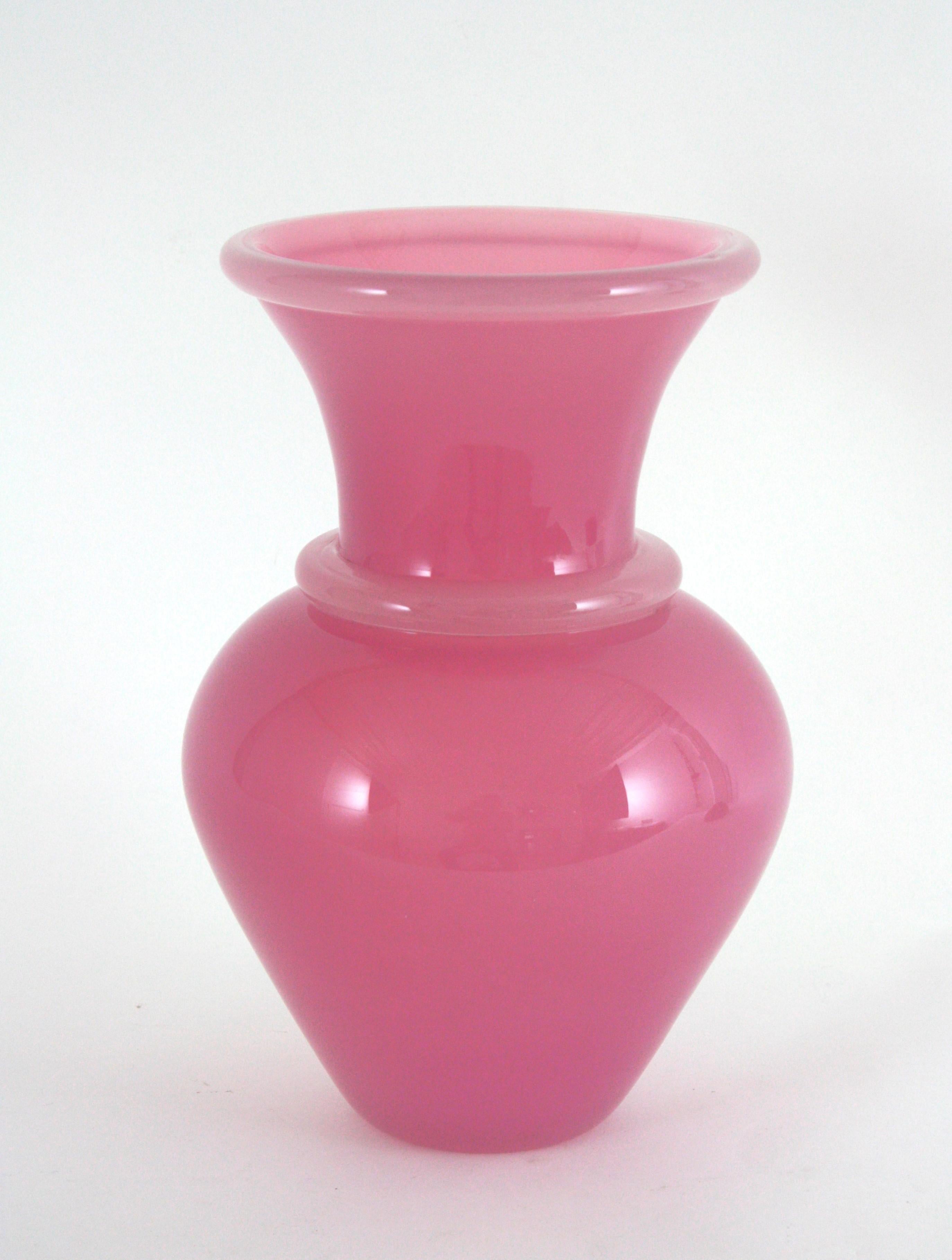 Hand-Crafted Archimede Seguso Murano Opal Pink Alabastro XL Vase, 1950s