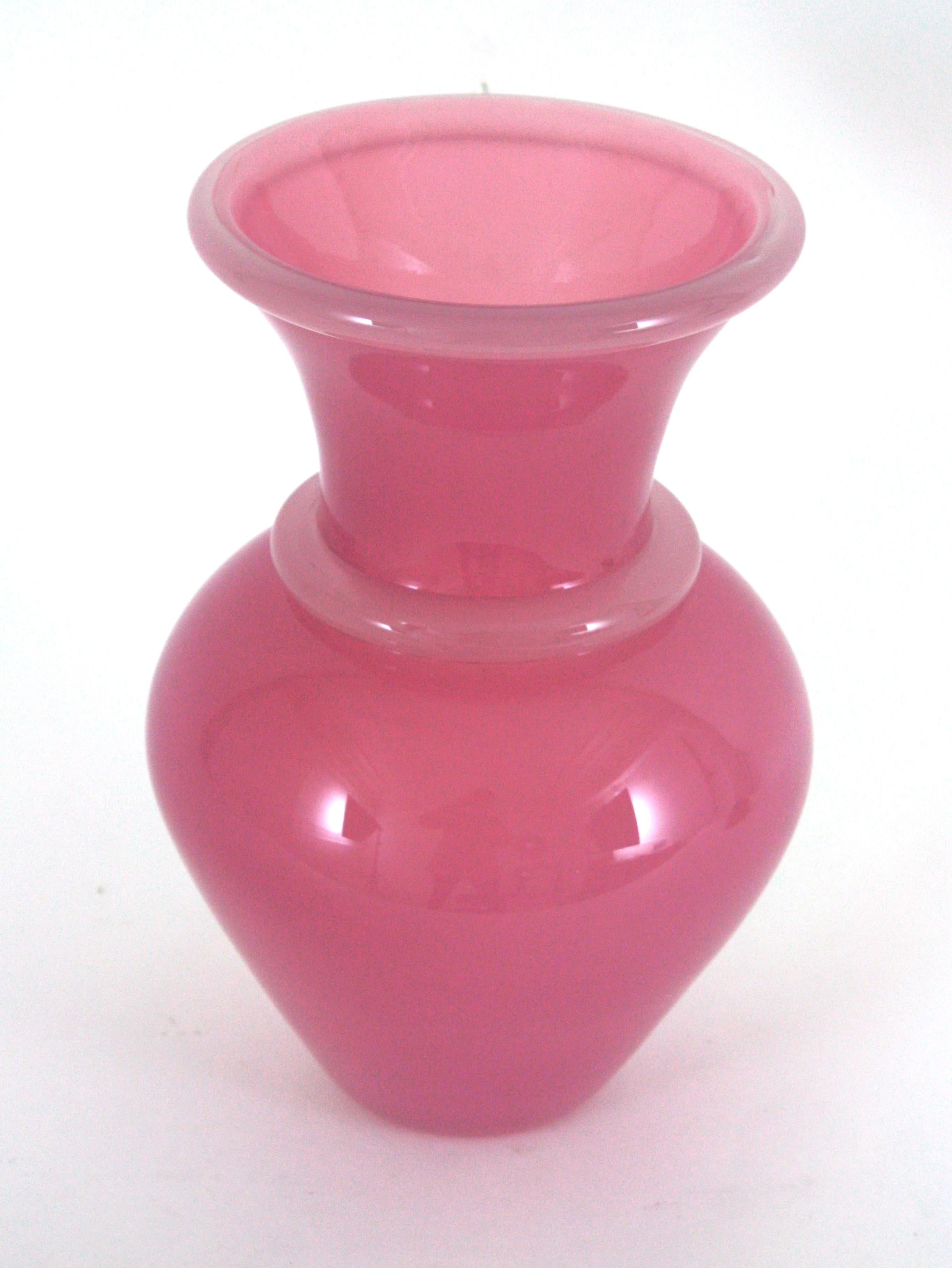 Archimede Seguso Murano Opal Pink Alabastro XL Vase, 1950s In Good Condition In Barcelona, ES