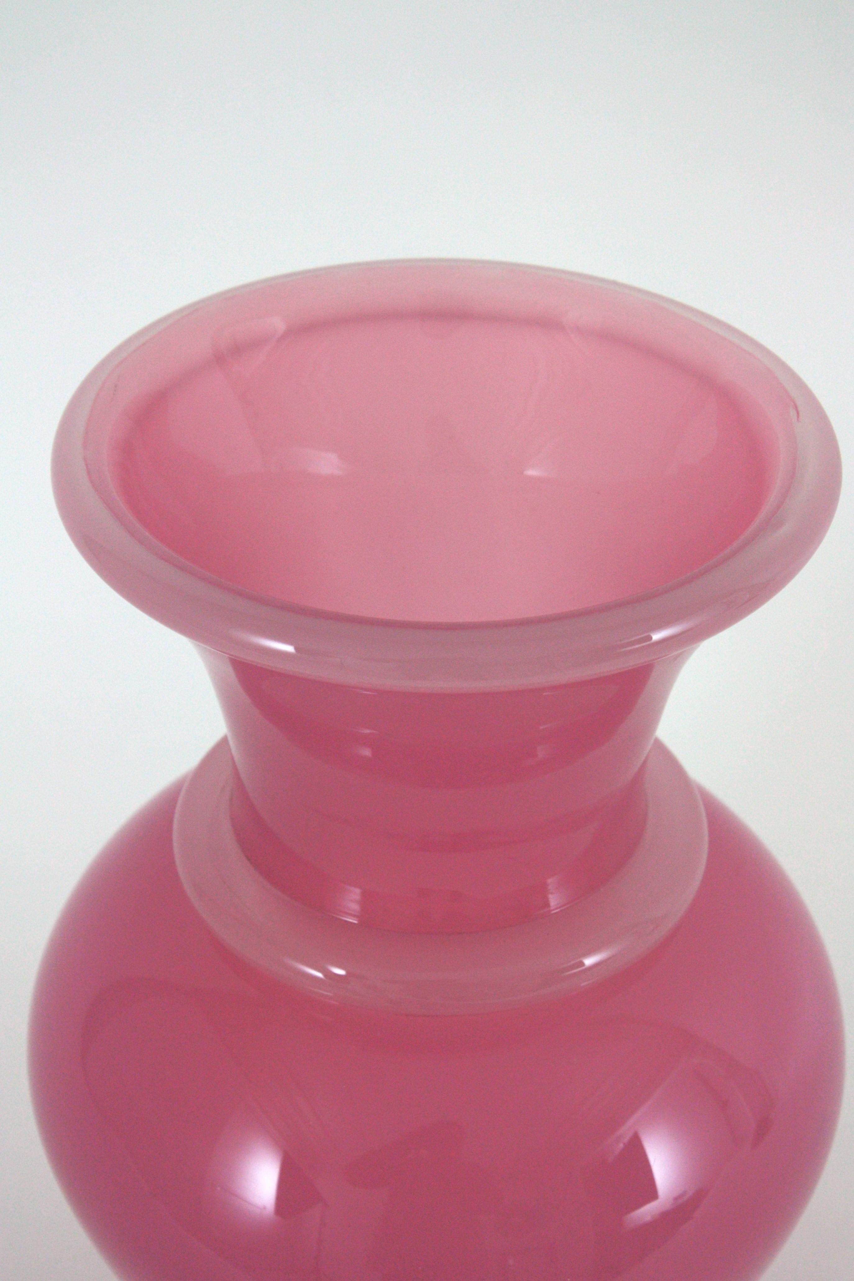 Archimede Seguso Murano Opal Pink Alabastro XL Vase, 1950s 1