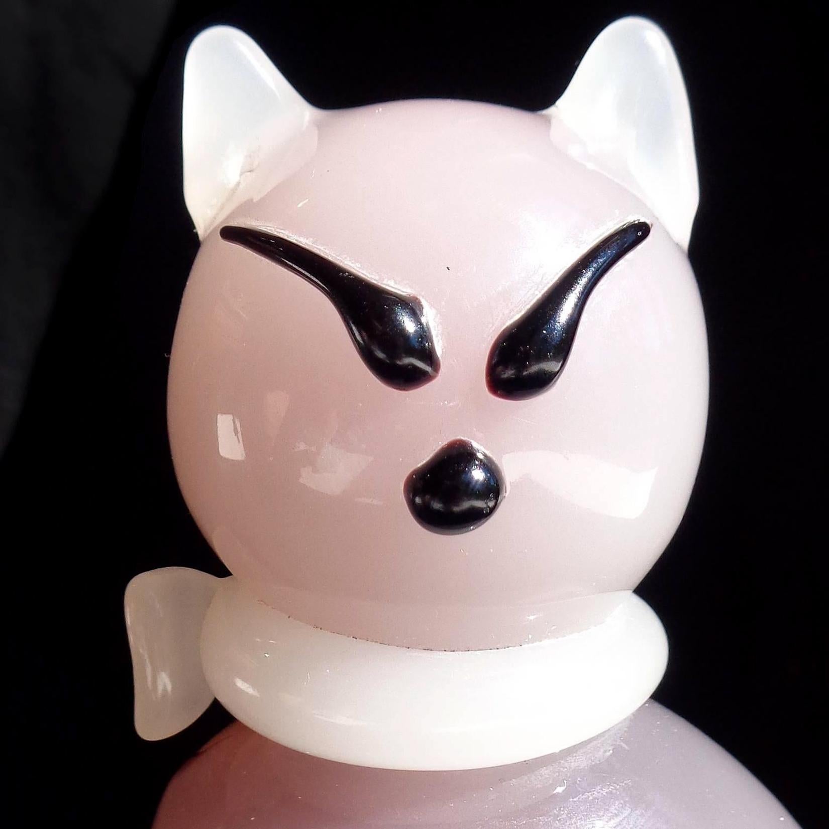 Mid-Century Modern Archimede Seguso Murano Opal Purple White Italian Art Glass Kitty Cat Figure