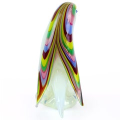 Archimede Seguso Murano Opal Rainbow Feathers Italian Art Glass Bird Figurine