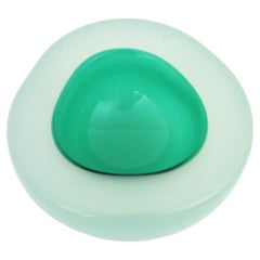 Archimede Seguso Murano Opal White Aqua Green Alabastro Geode Glass Bowl, 1950