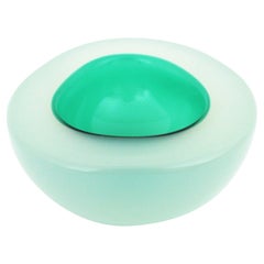 Archimede Seguso Ciotola in vetro artistico di Murano Opale Bianco Aqua Verde Alabastro Geode