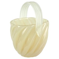 Archimede Seguso Murano Opalescent Caramel Italian Art Glass Flower Basket Vase