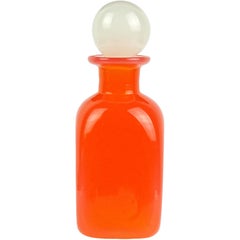Archimede Seguso Murano Opalescent Orange White Italian Art Glass Vanity Bottle