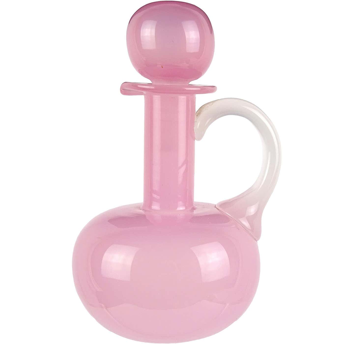 Archimede Seguso Murano Opalescent Pink White Italian Art Glass Ewer ...