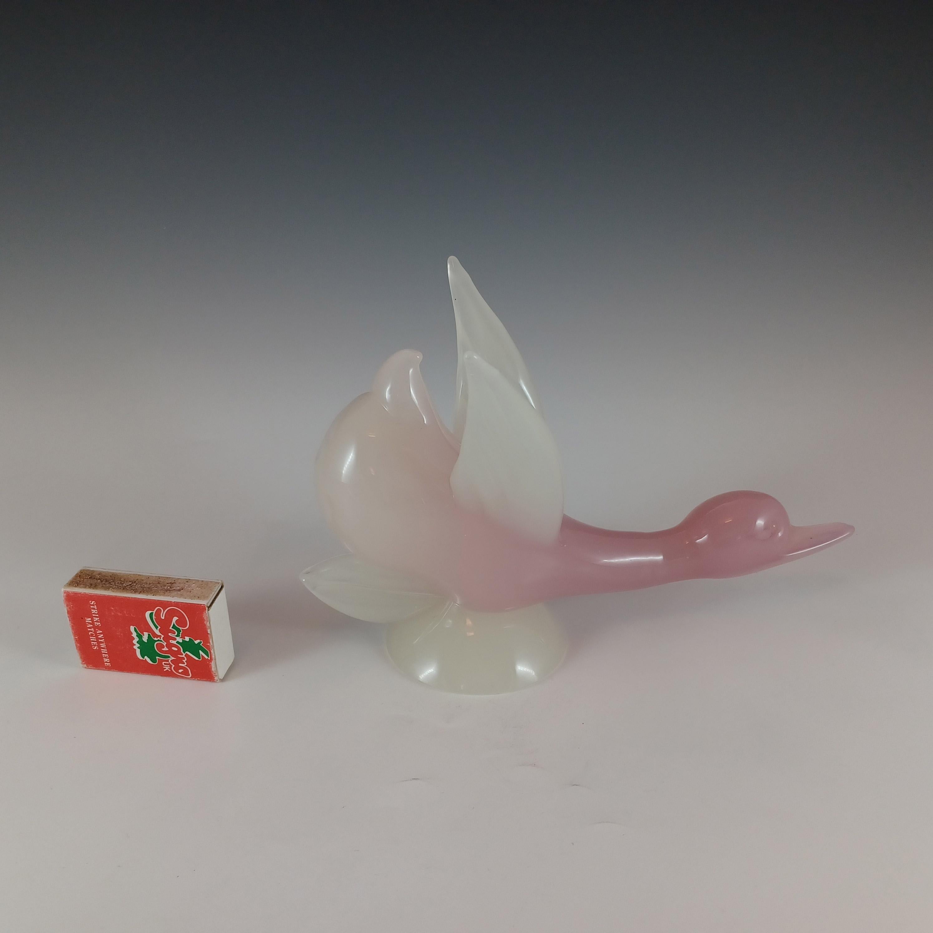 Archimede Seguso Murano Pink Alabastro Glass Duck Sculpture For Sale 4