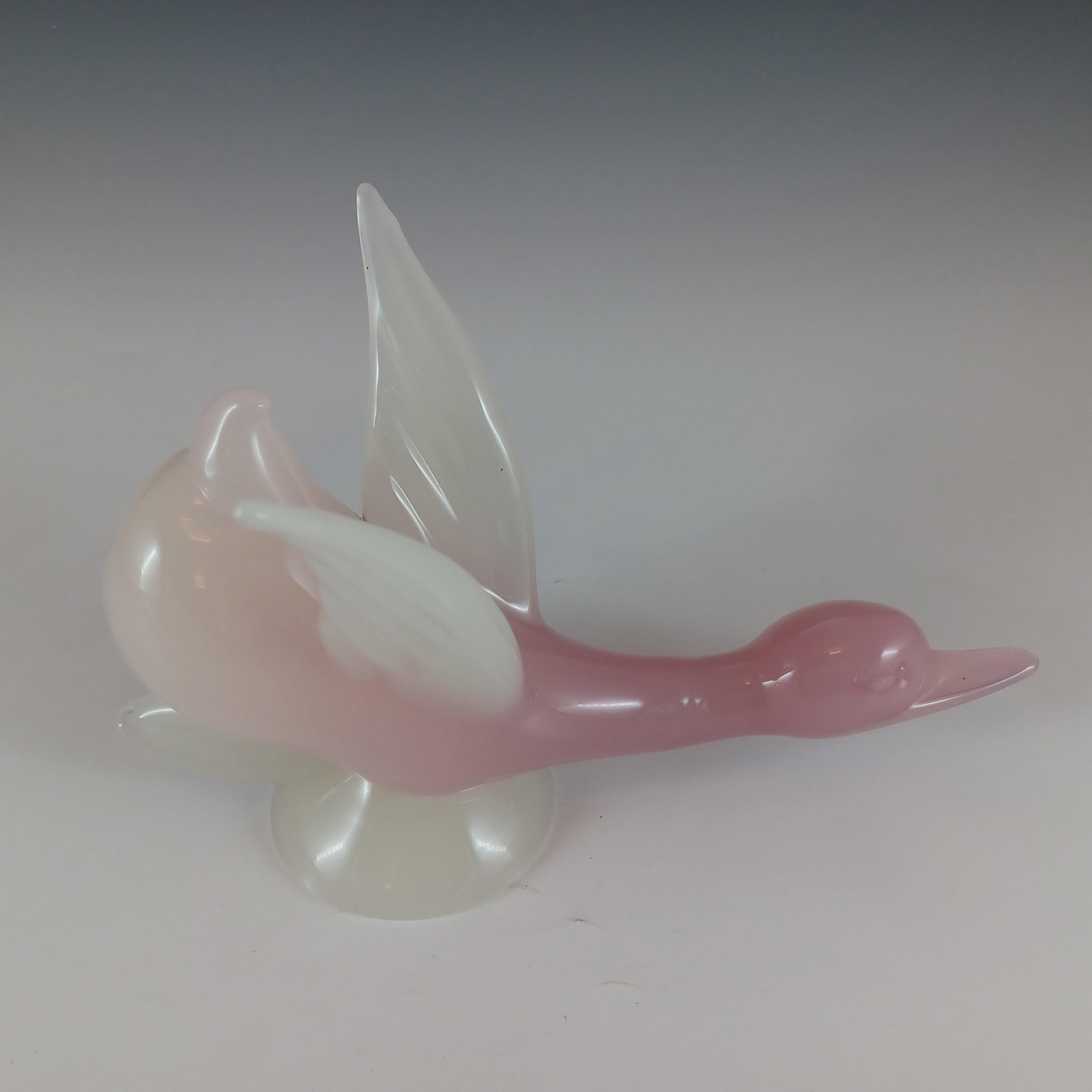 Mid-Century Modern Archimede Seguso Murano Pink Alabastro Glass Duck Sculpture For Sale