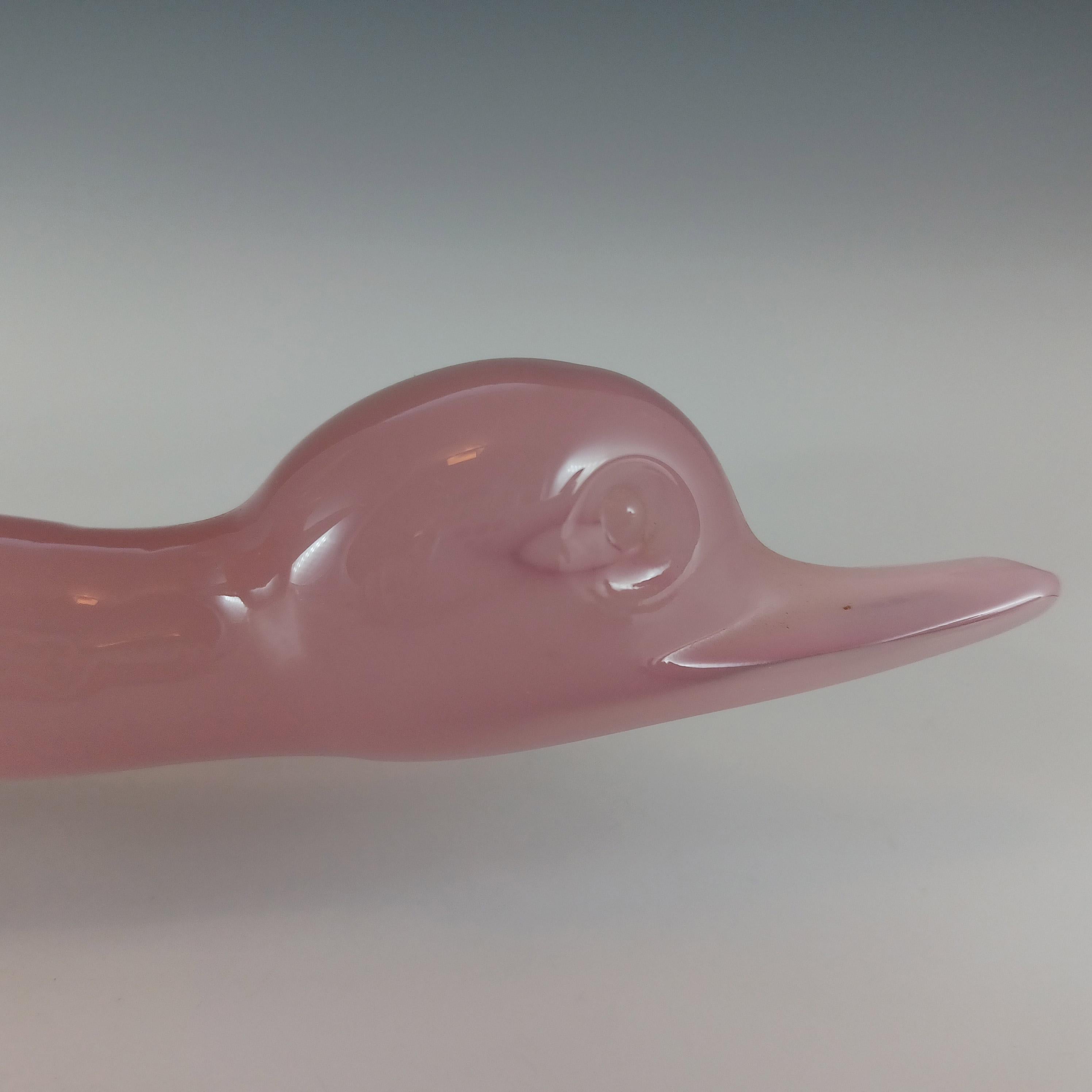 Italian Archimede Seguso Murano Pink Alabastro Glass Duck Sculpture For Sale