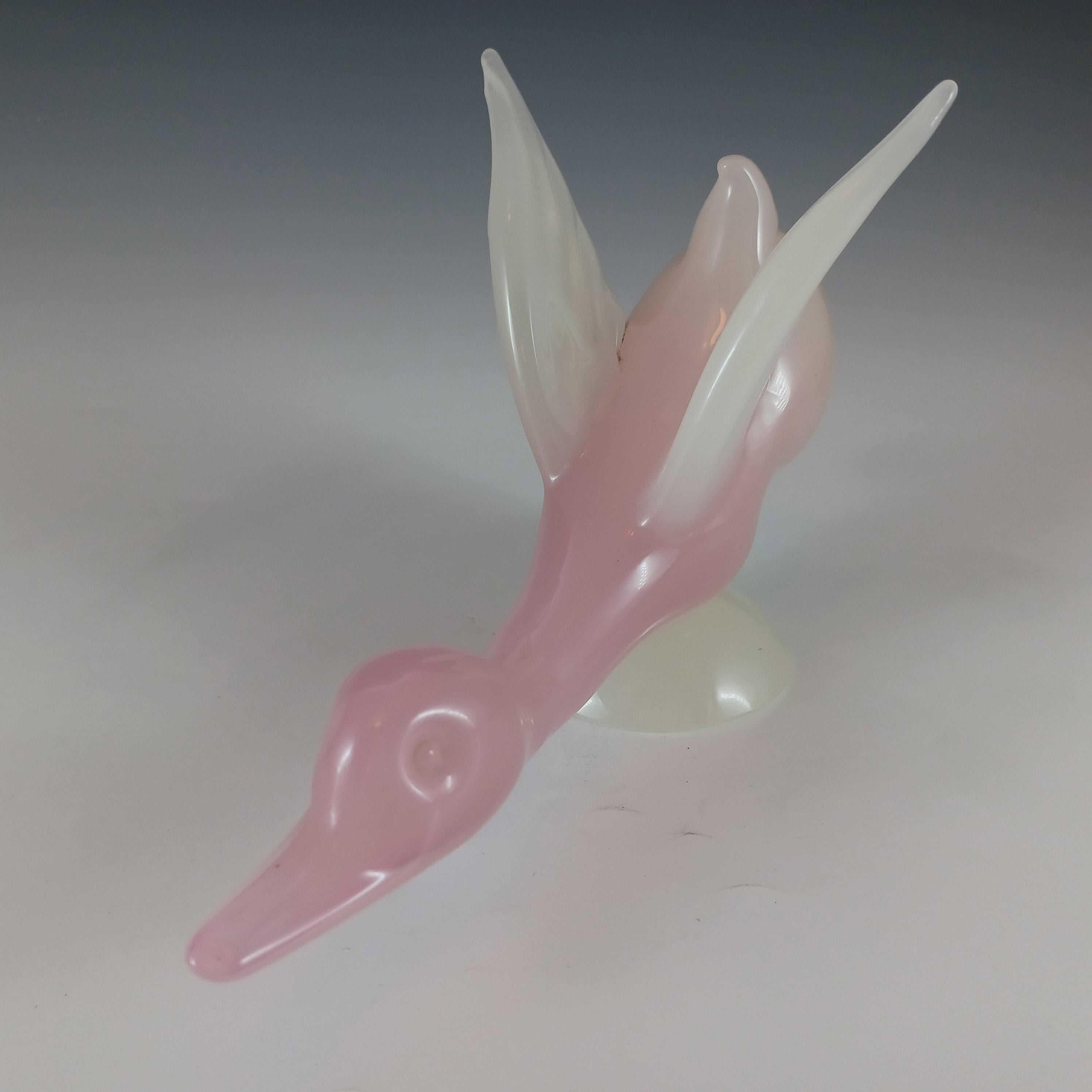 Archimede Seguso Murano Pink Alabastro Glass Duck Sculpture For Sale 1