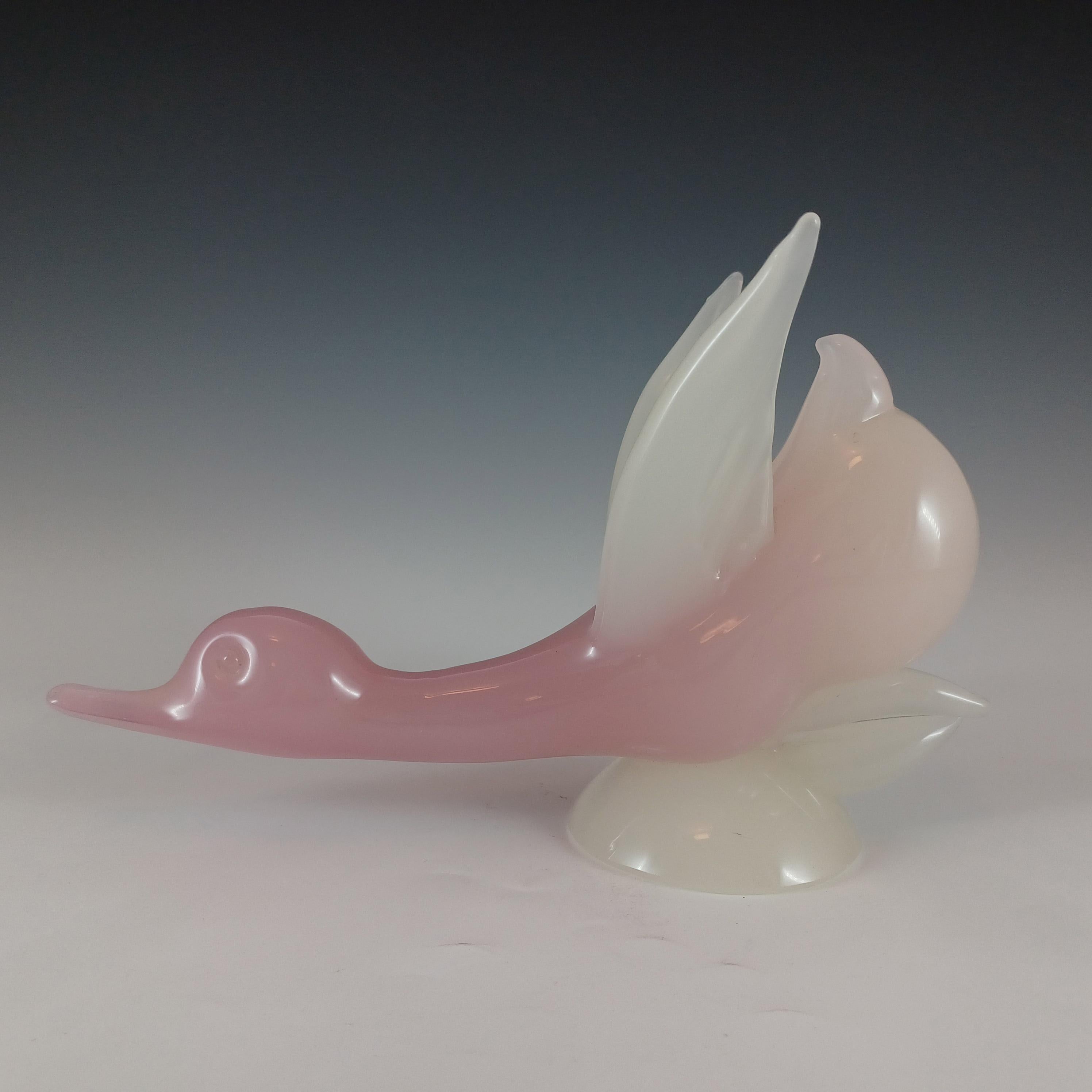 Archimede Seguso Murano Pink Alabastro Glass Duck Sculpture For Sale 2