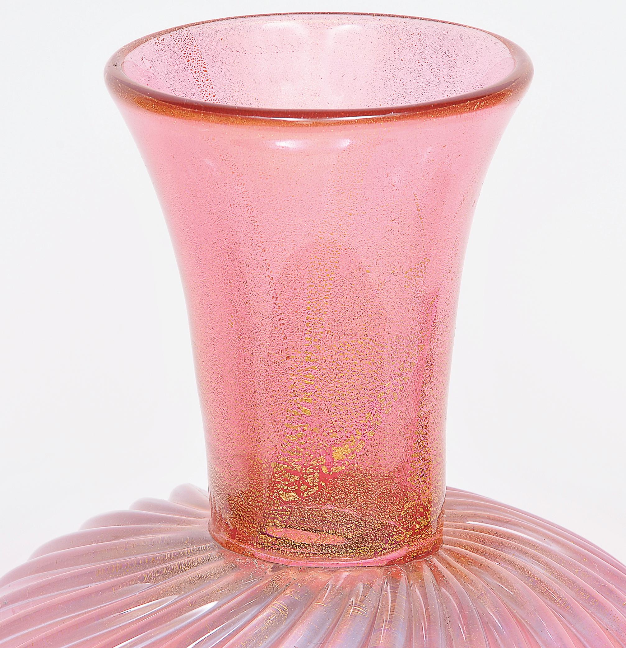 International Style Archimede Seguso, Murano, Pink and Gold, circa 1950 For Sale