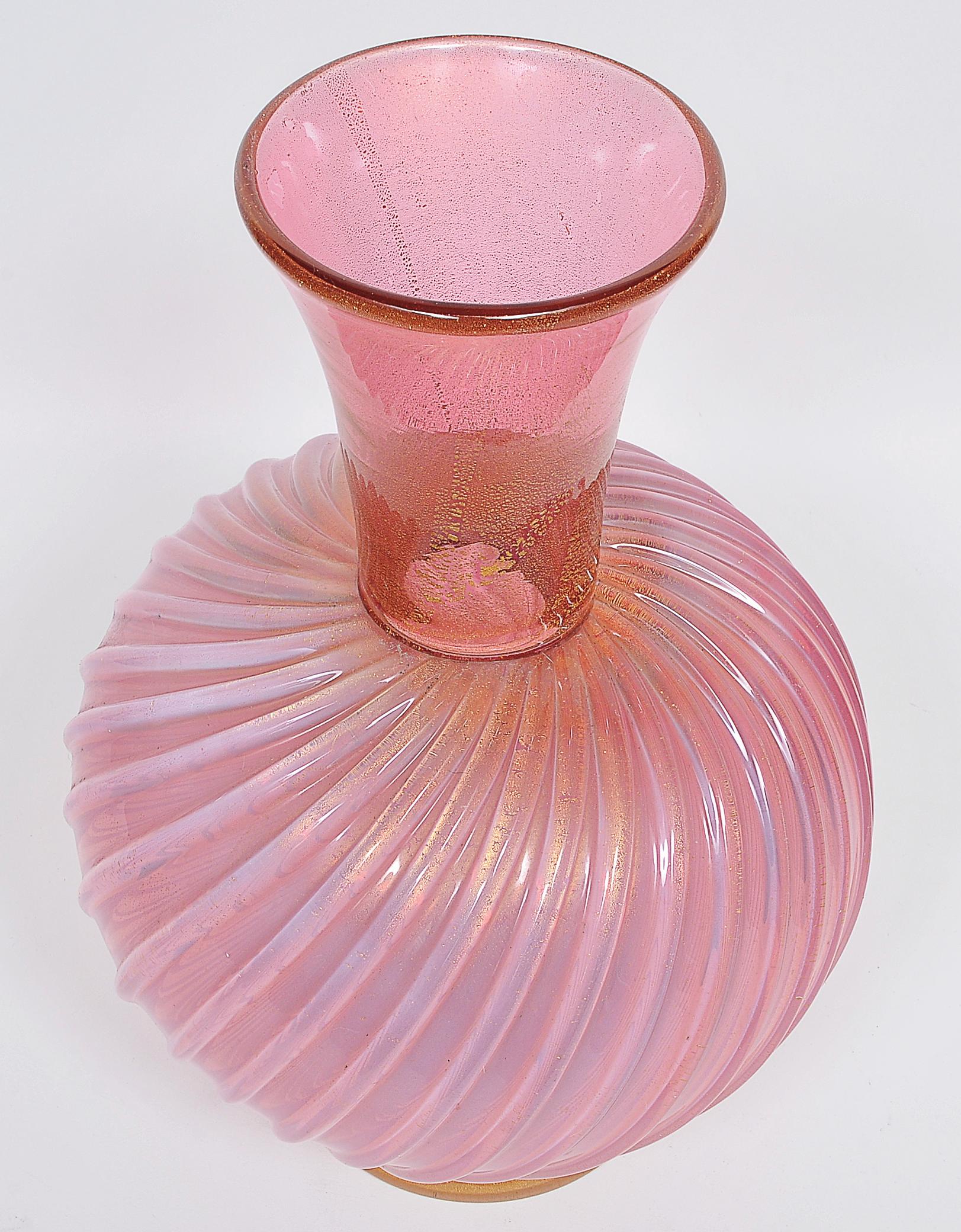 Appliqué Archimede Seguso, Murano, Pink and Gold, circa 1950 For Sale