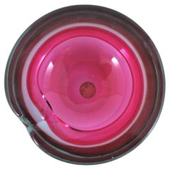 Archimede Seguso Murano Pink Fuchsia Sommerso Art Glass Bowl / Ashtray