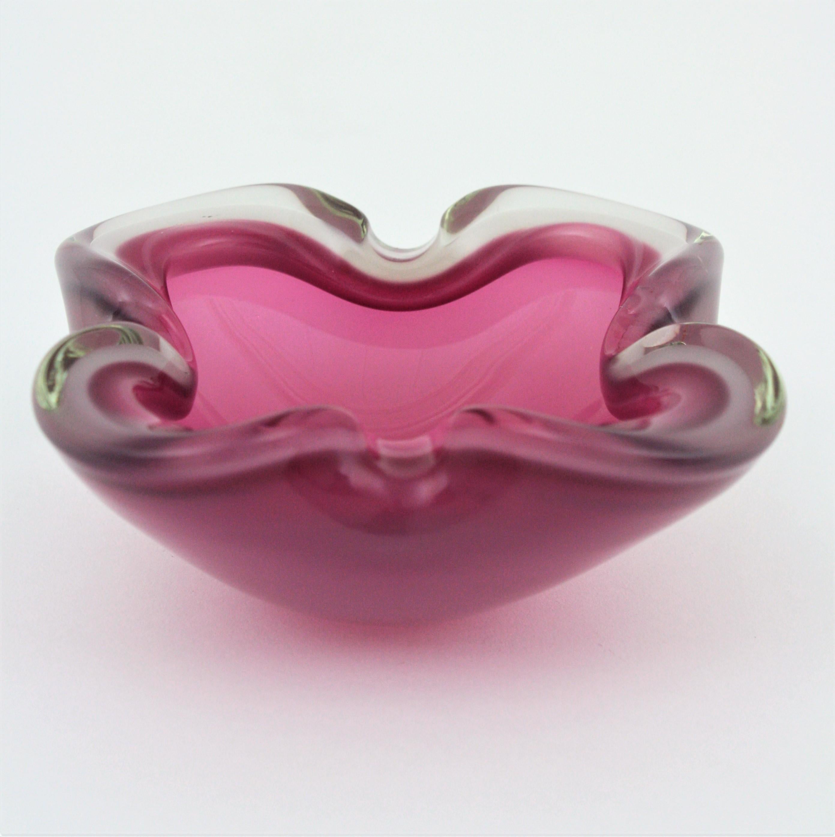 Archimede Seguso Murano Pink Opal White Alabastro Art Glass Bowl 5