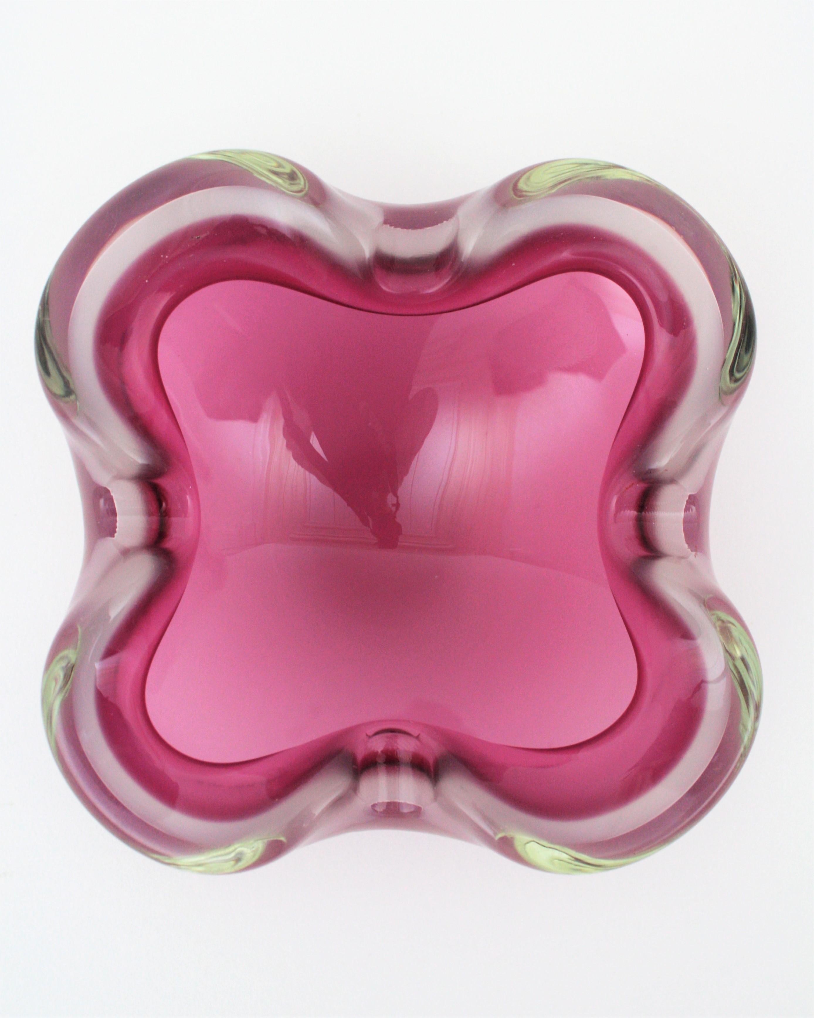 Archimede Seguso Murano Pink Opal White Alabastro Art Glass Bowl 1
