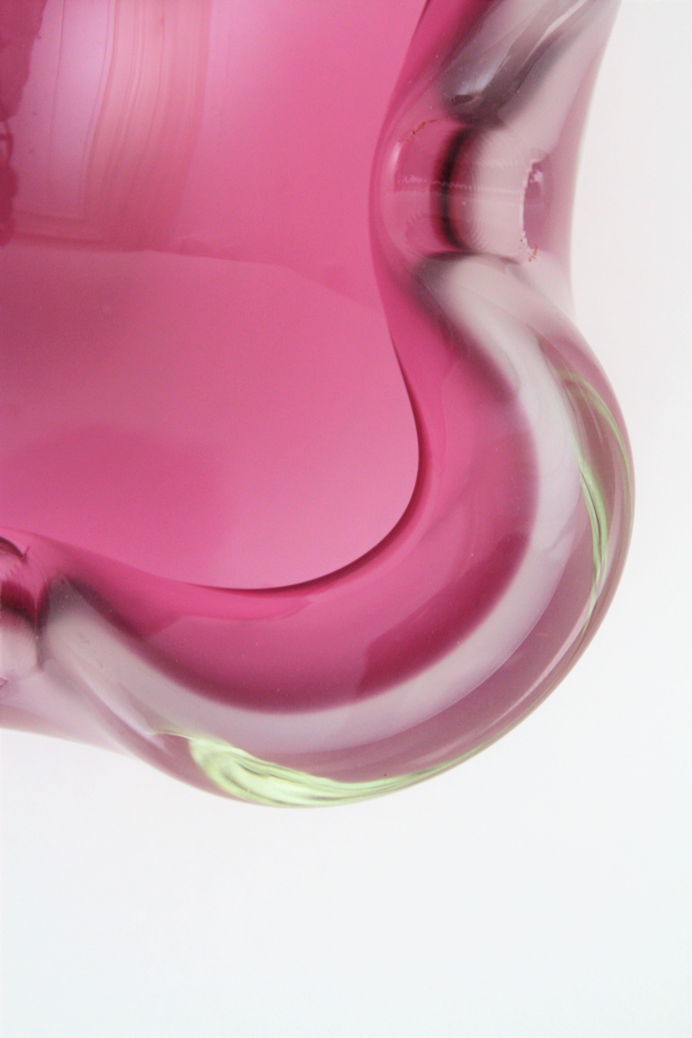 Archimede Seguso Murano Pink Opal White Alabastro Art Glass Bowl 2