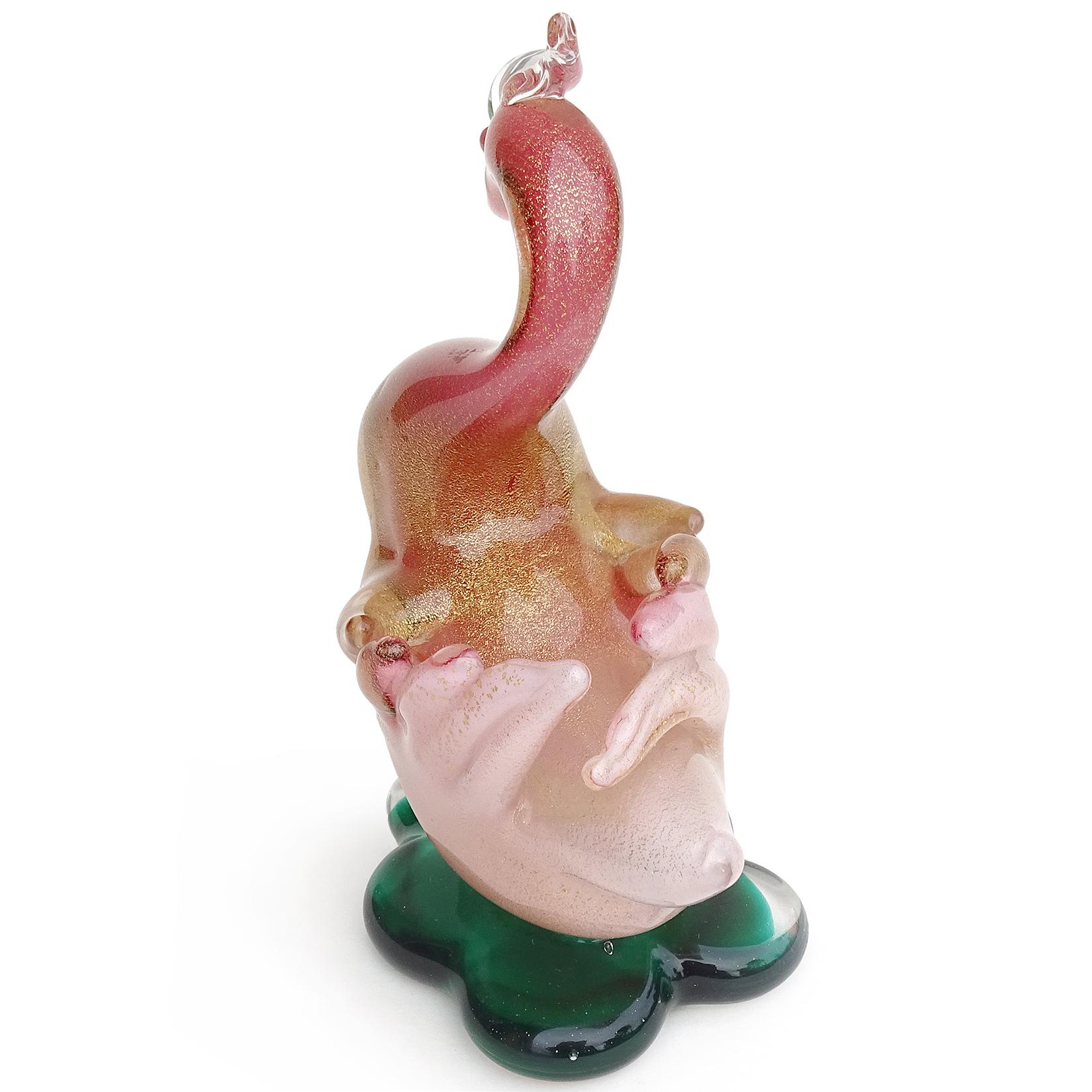 Archimede Seguso Murano Pink White Gold Italian Art Glass Swan Bird Sculpture In Excellent Condition For Sale In Kissimmee, FL
