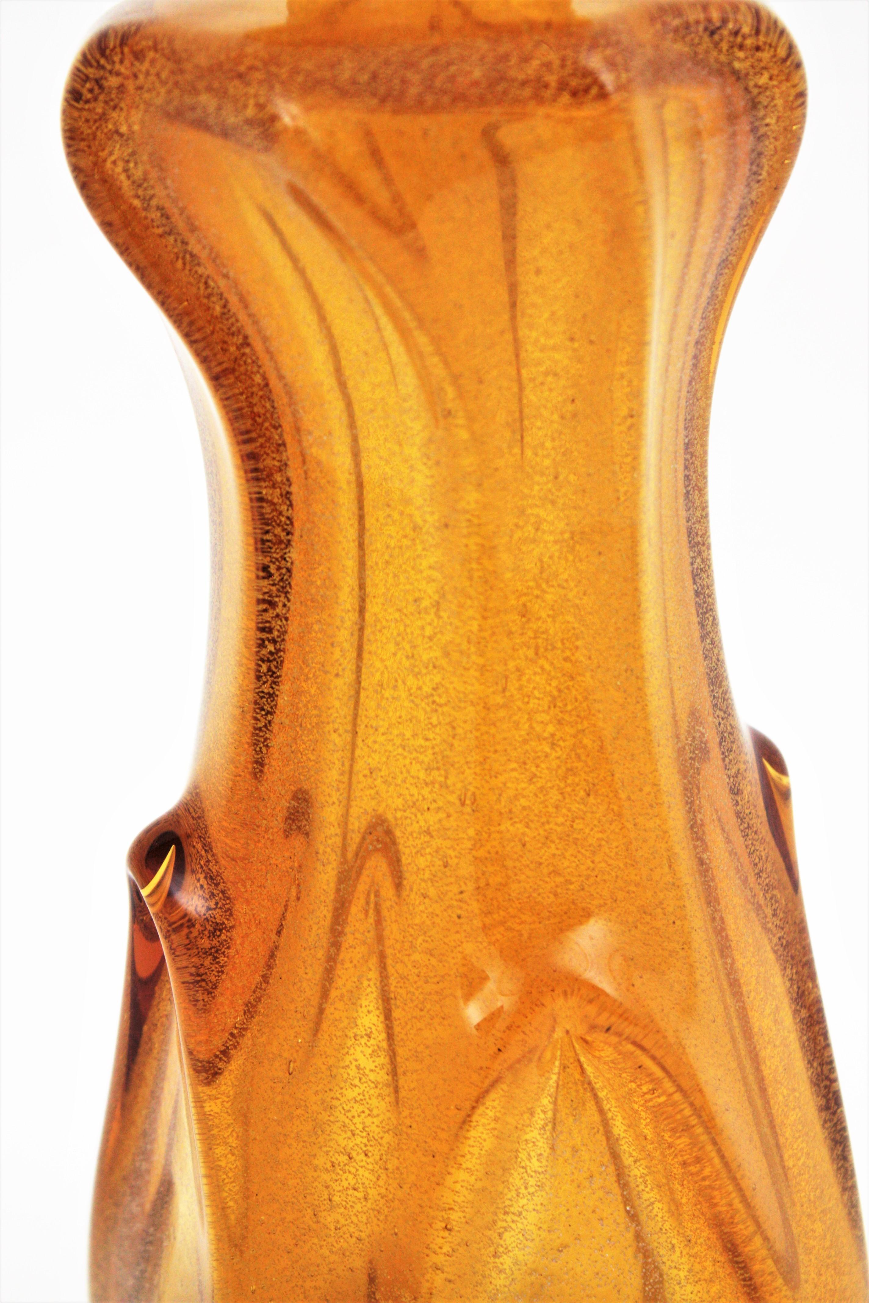 Archimede Seguso Murano Pulegoso Amber Art Glass Decanter For Sale 6