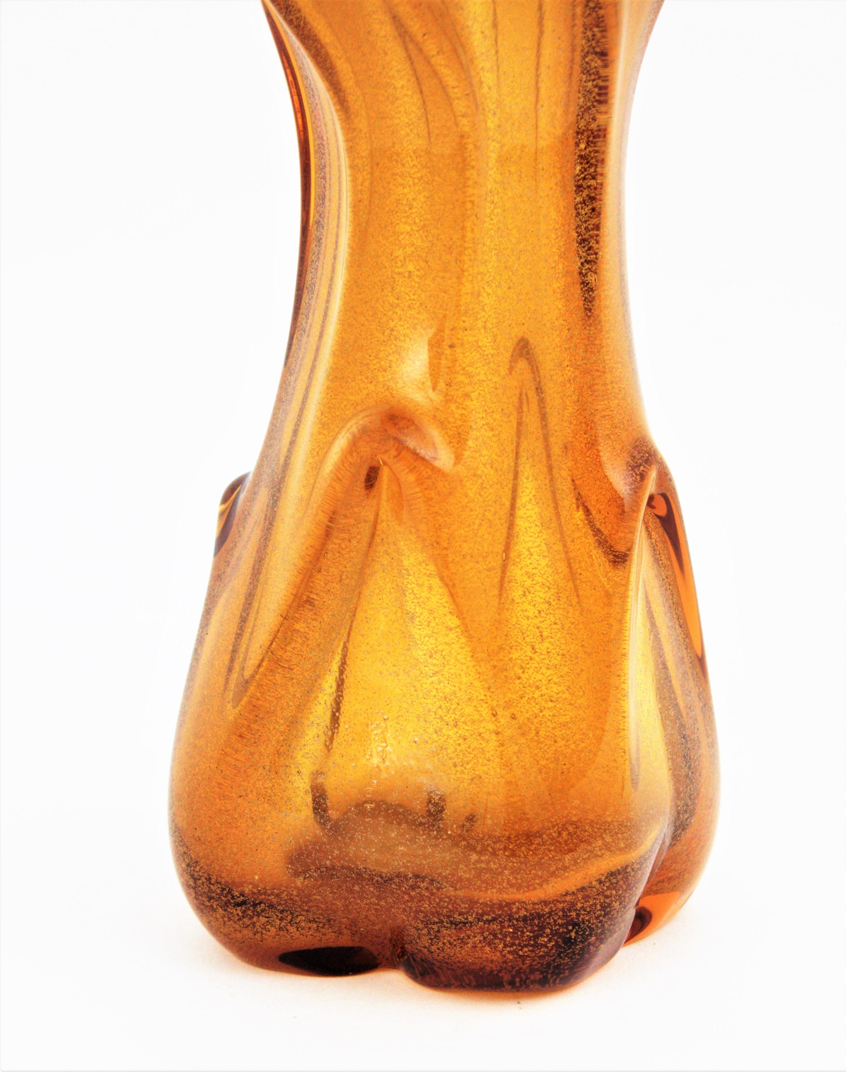Archimede Seguso Murano Pulegoso Amber Art Glass Decanter For Sale 8