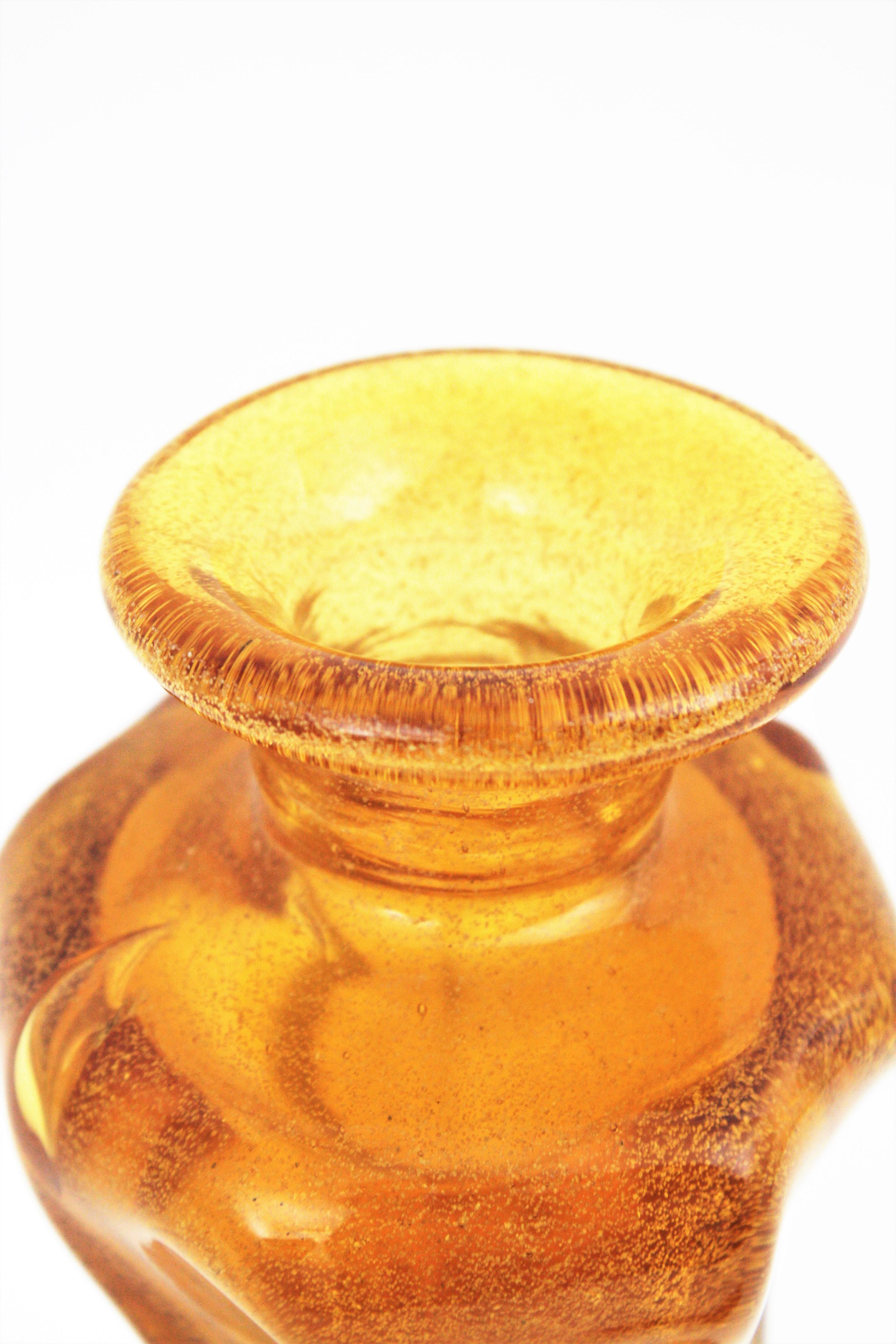 20th Century Archimede Seguso Murano Pulegoso Amber Art Glass Decanter For Sale