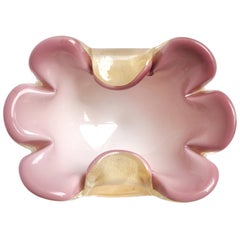 Archimede Seguso Murano Purple Gold Flecks Italian Art Glass Decorative Bowl