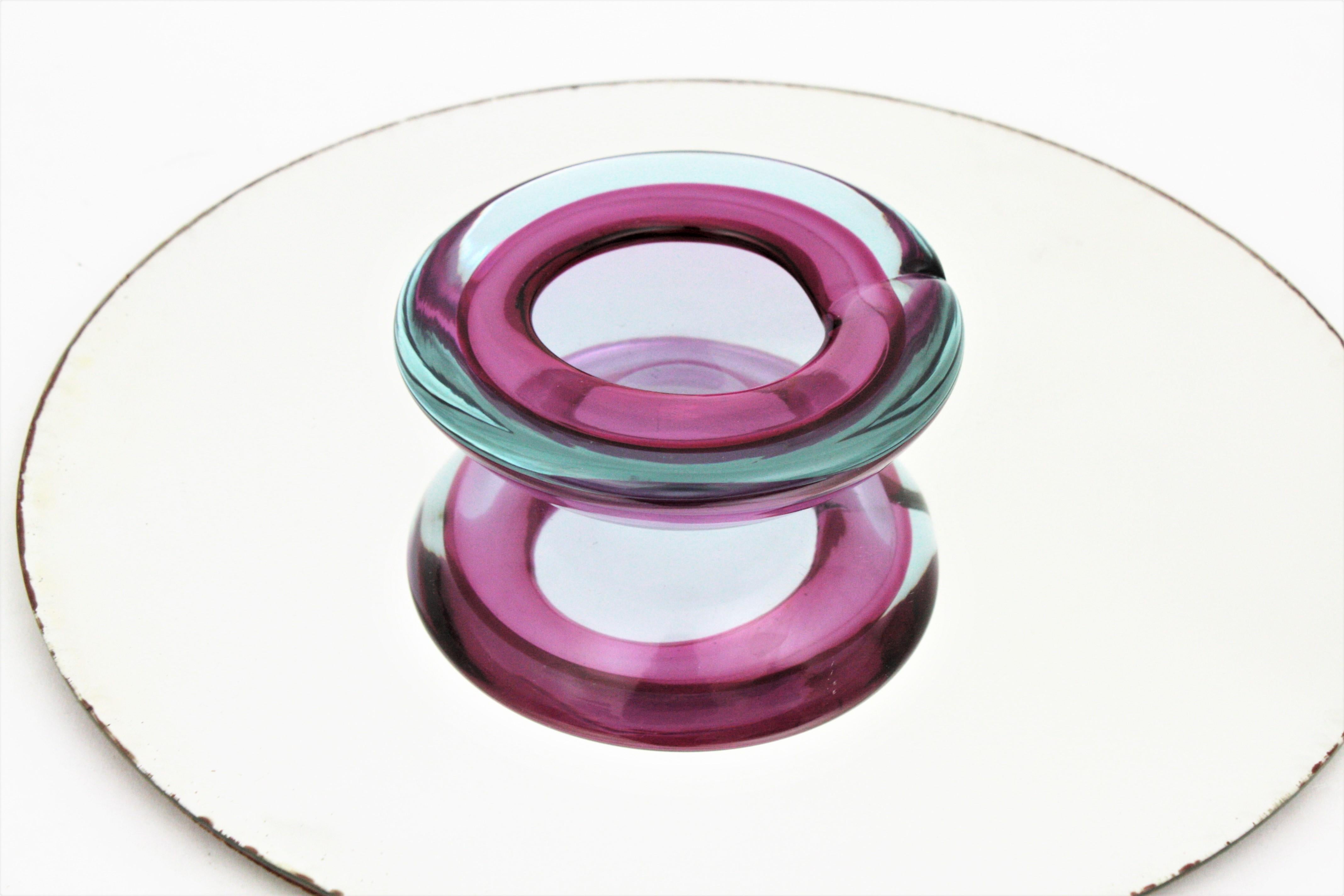 Mid-Century Modern Archimede Seguso Murano Purple Sommerso Art Glass Bowl For Sale
