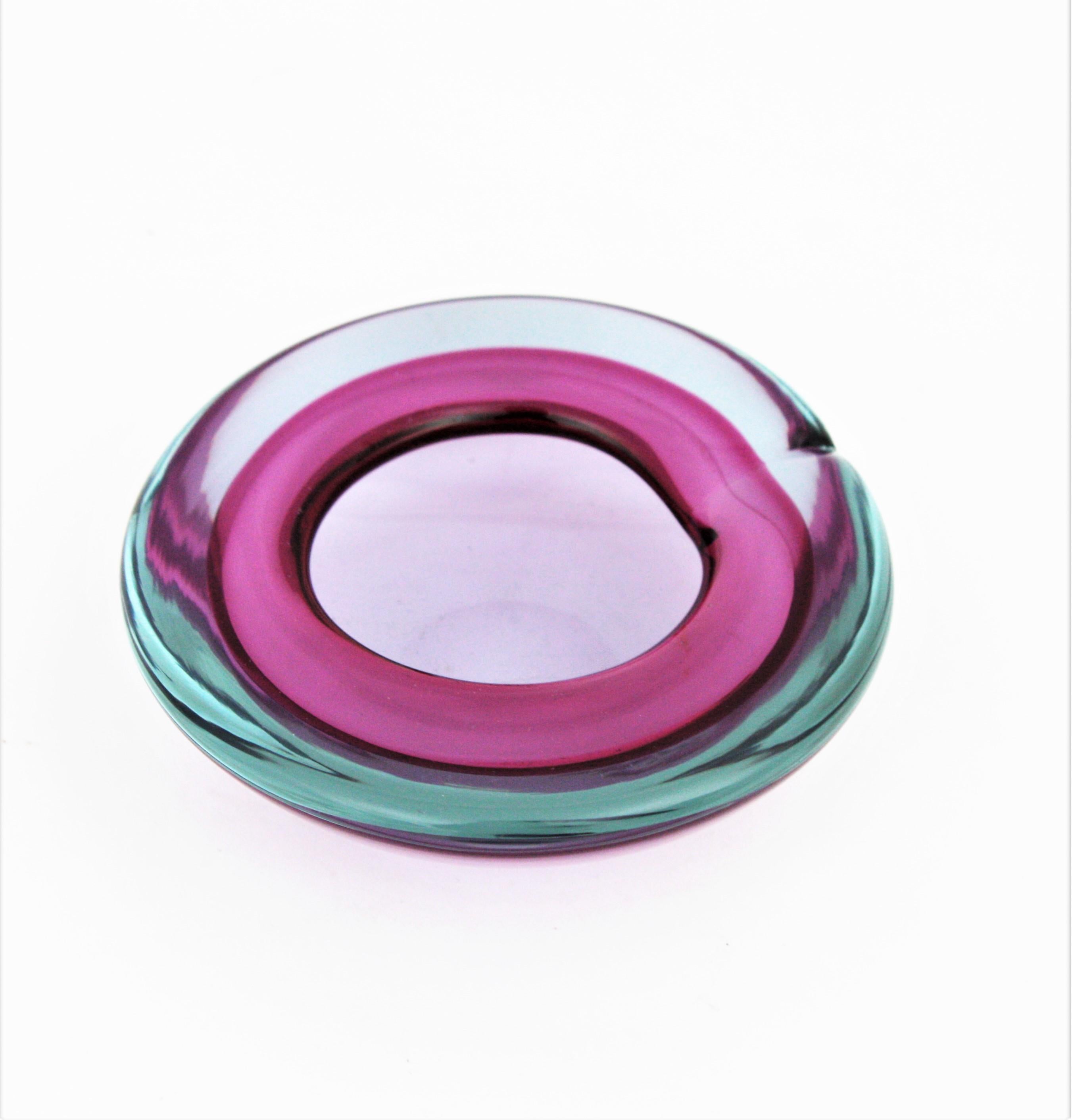Archimede Seguso Murano Purple Sommerso Art Glass Bowl For Sale 1