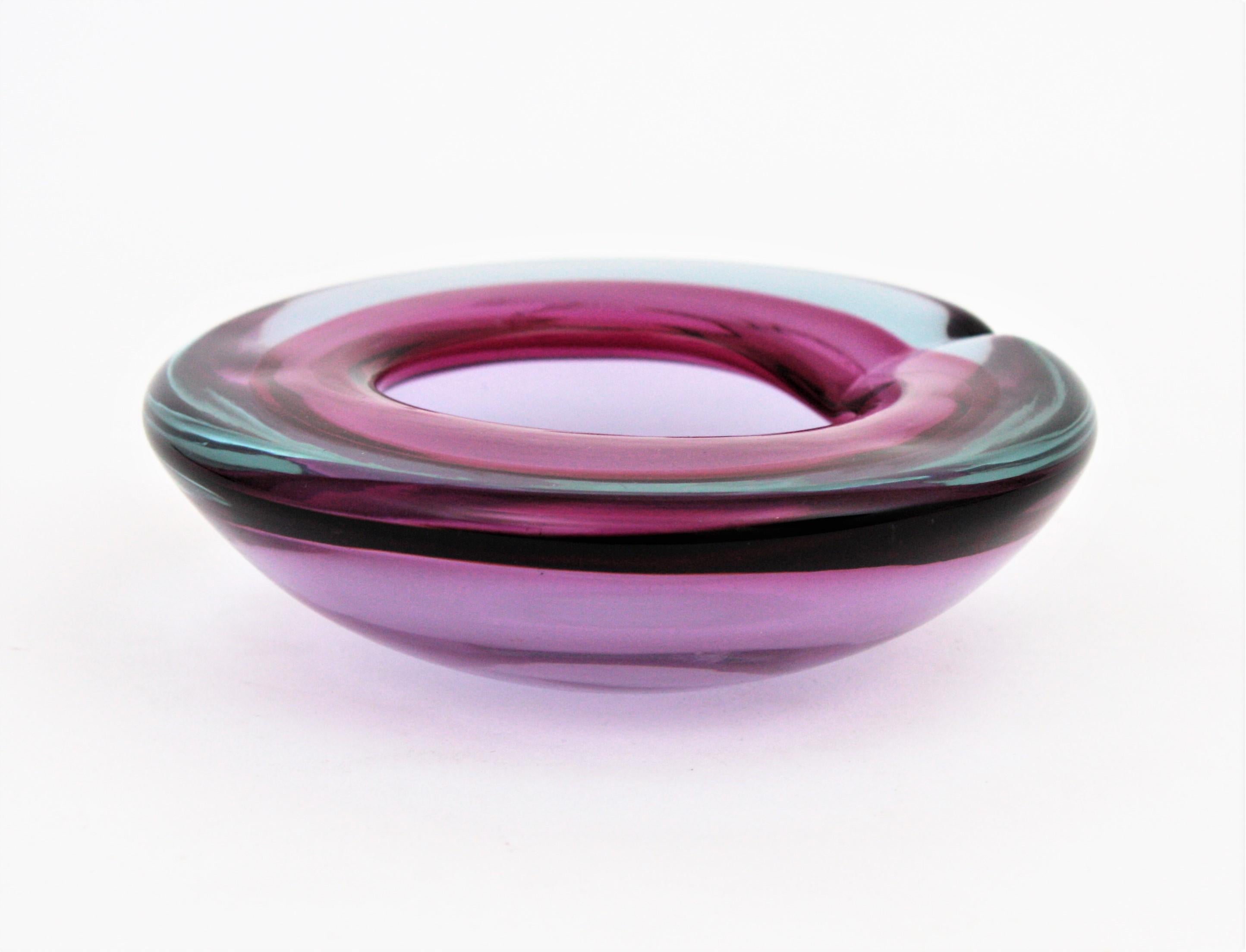 Archimede Seguso Murano Purple Sommerso Art Glass Bowl For Sale 3