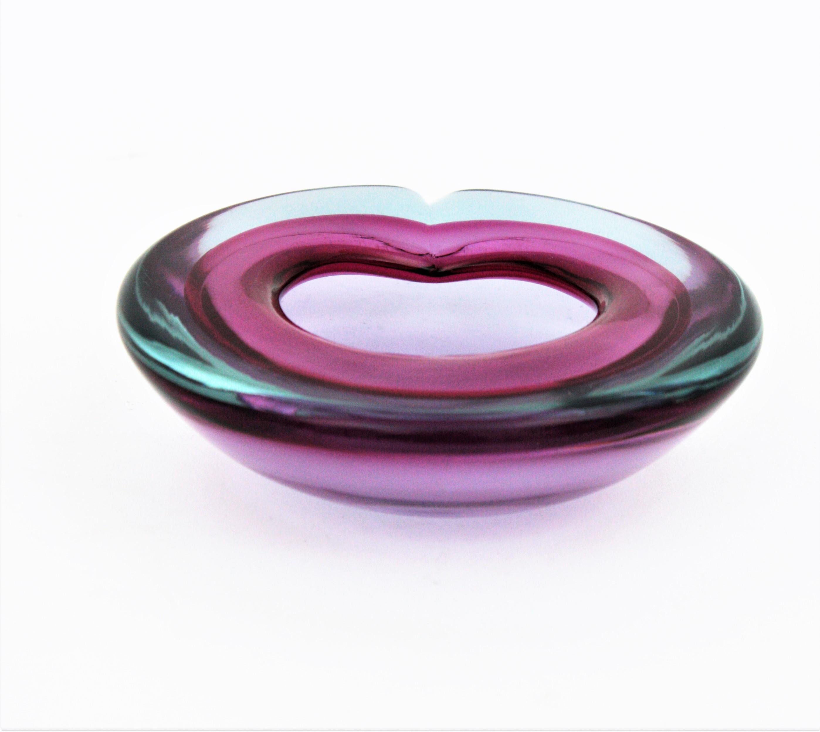 Archimede Seguso Murano Purple Sommerso Art Glass Bowl For Sale 4