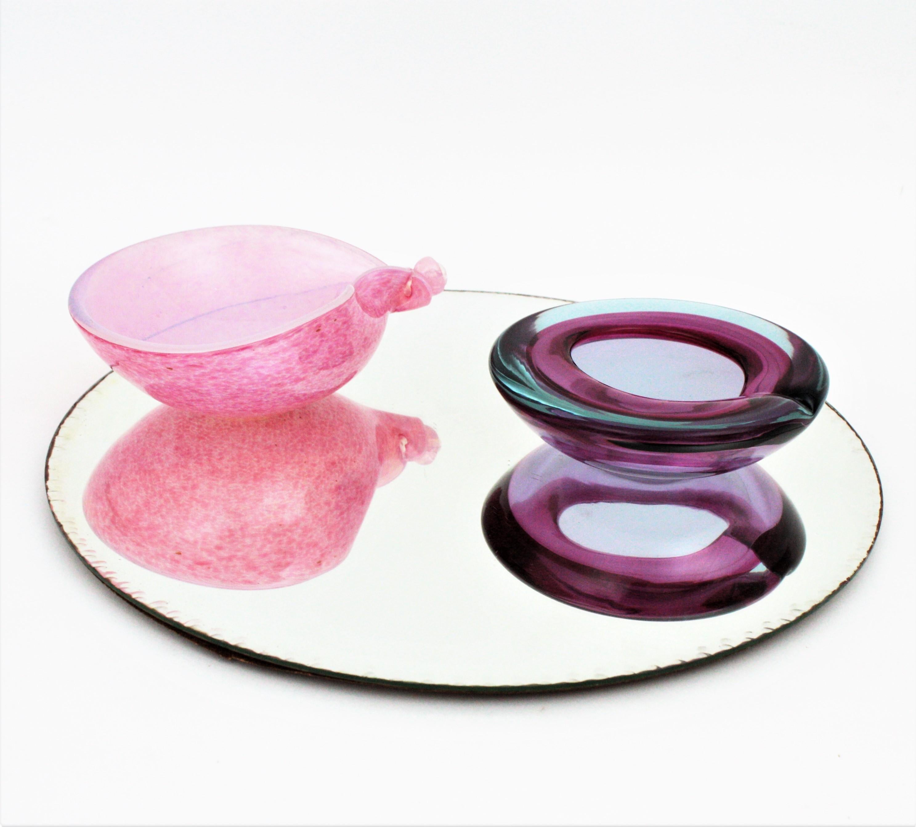 Archimede Seguso Murano Purple Sommerso Art Glass Bowl For Sale 5