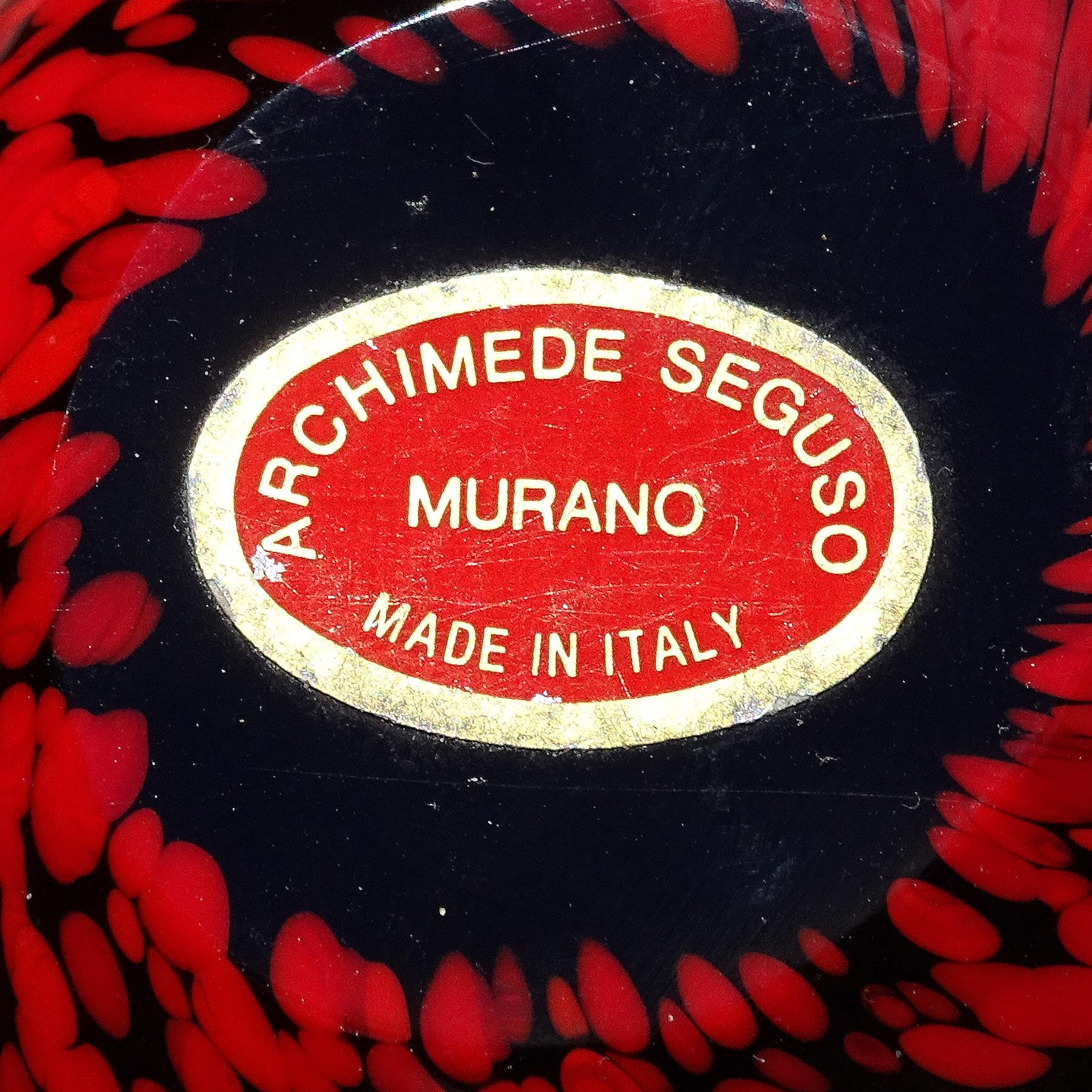 Hand-Crafted Archimede Seguso Murano Red Black Italian Art Glass Baby Bird Figurine Sculpture