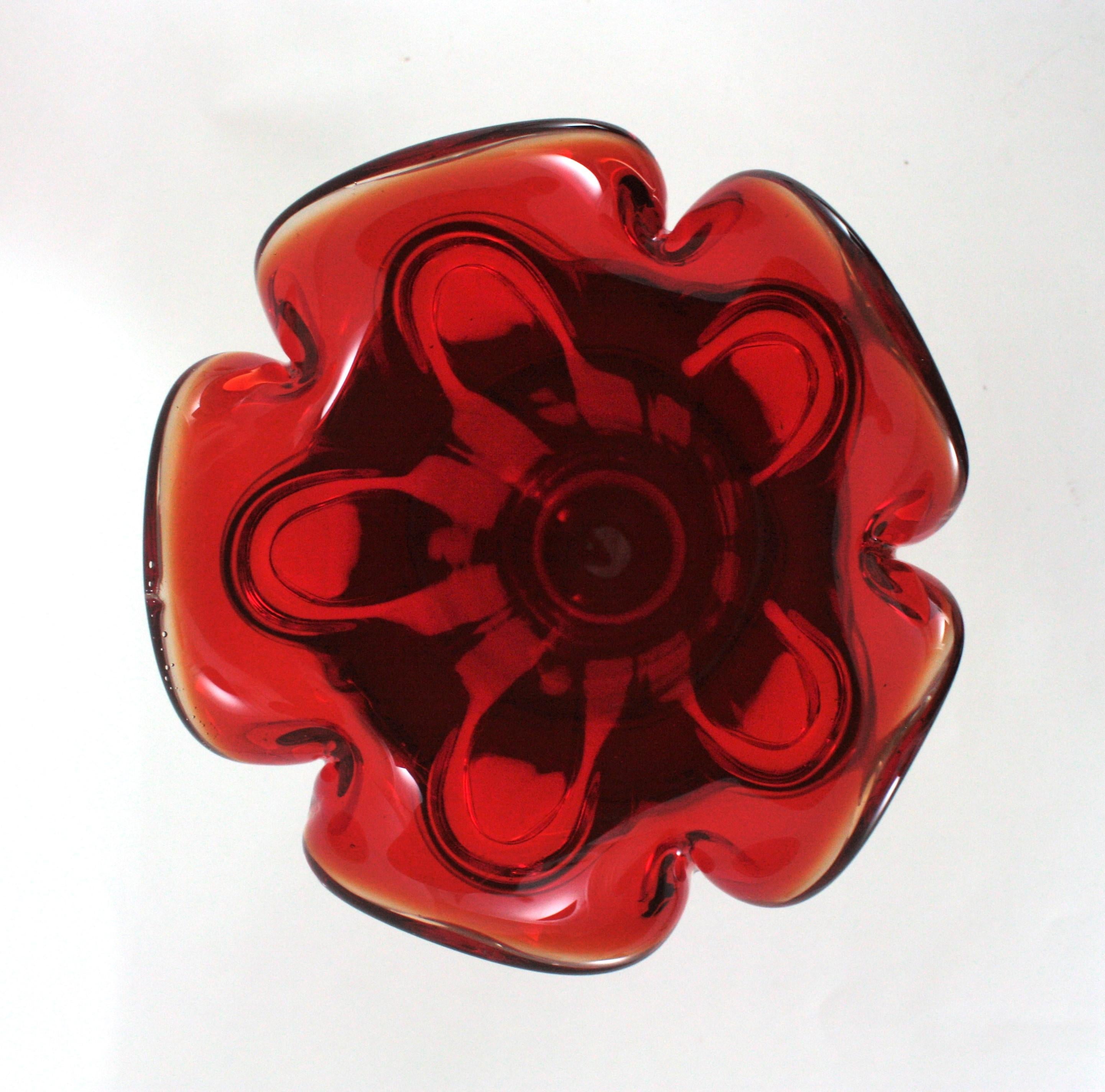 Archimede Seguso Murano Ruby Red Sommerso Glass Vase For Sale 7